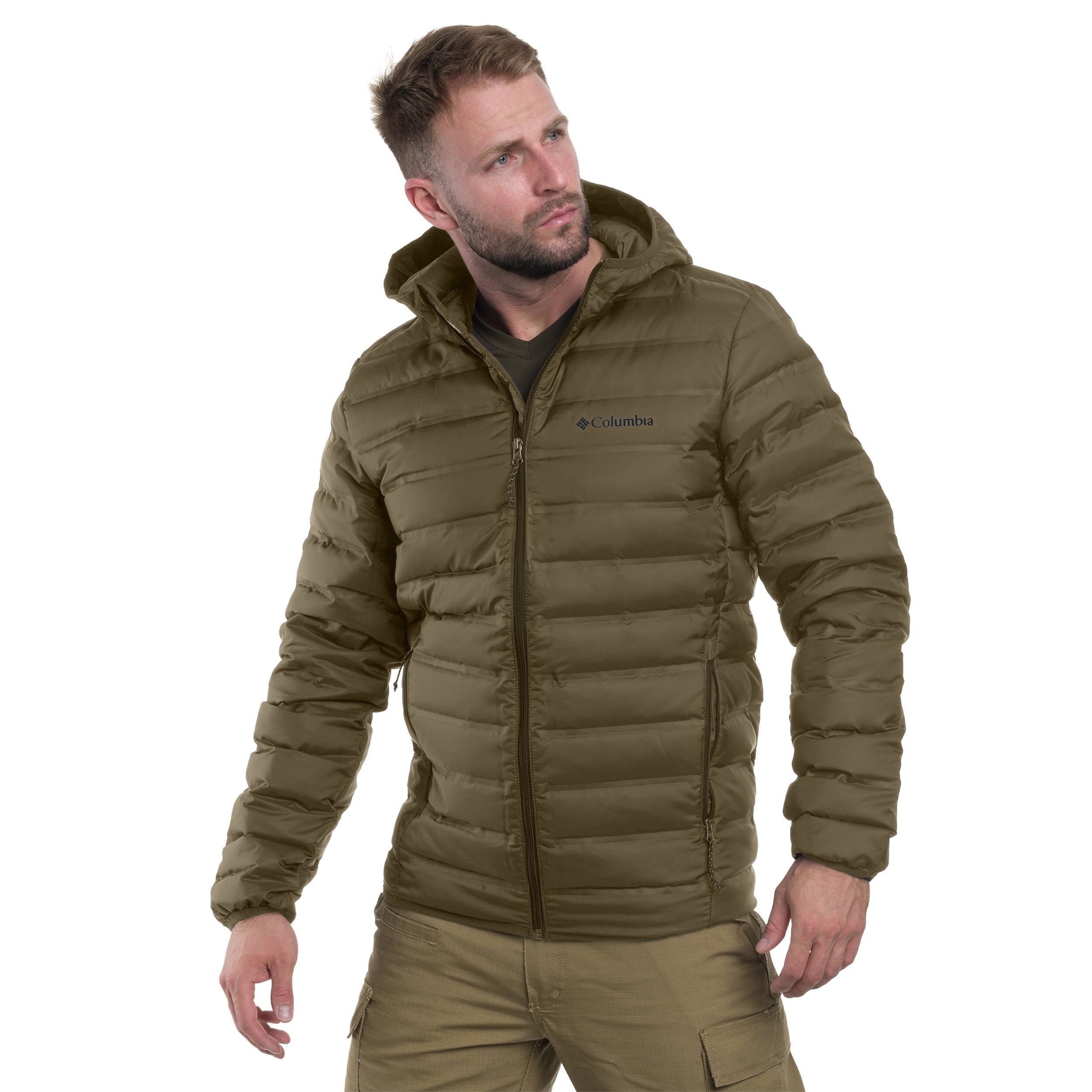 Péřová bunda Columbia Lake 22 II Down Hooded - Stone Green