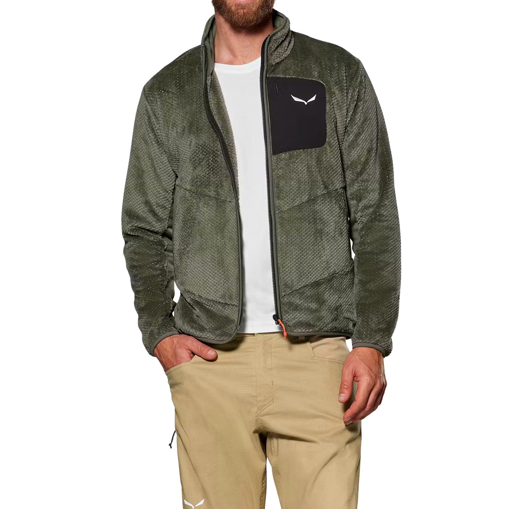 Fleecová mikina Salewa Puez Warm Full-Zip - Faded Green