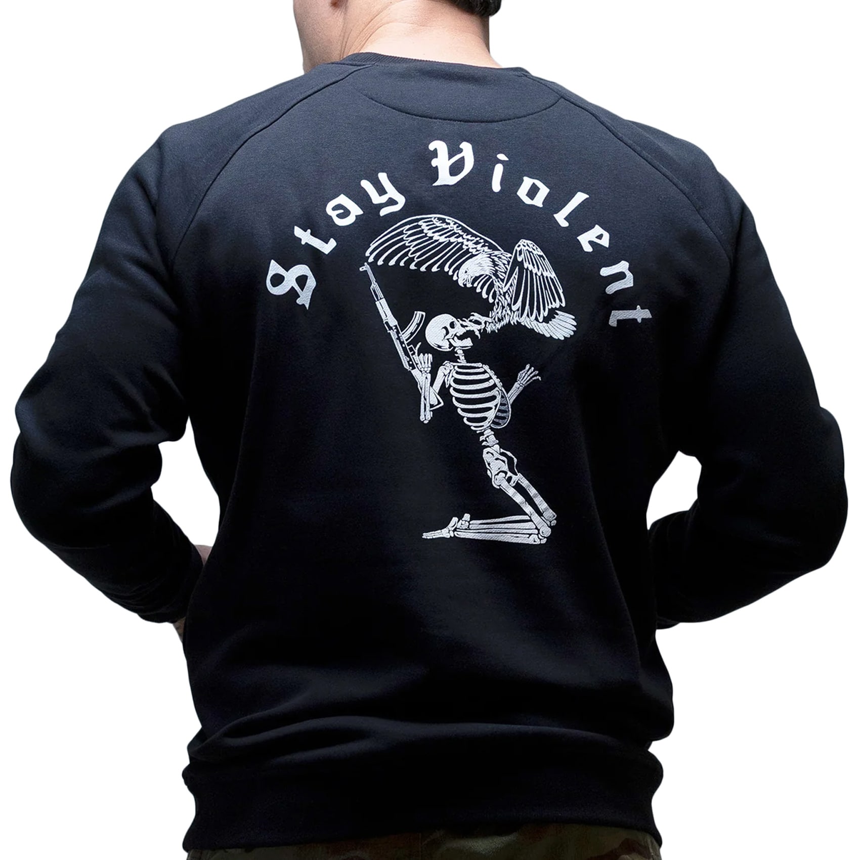 Mikina Brothers in Arms Stay Violent Crewneck - Black