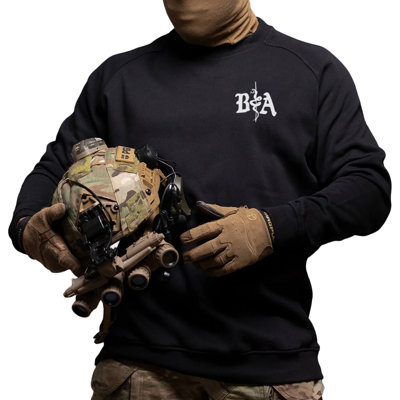 Mikina Brothers in Arms St. Michael Crewneck - Black