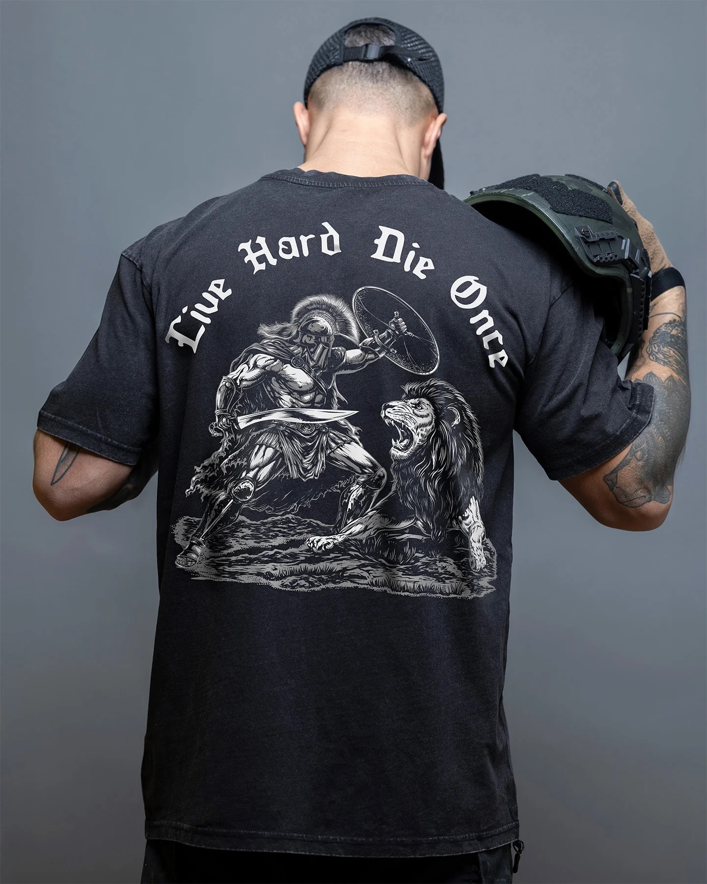 Tričko Brothers In Arms Die Once Oversized - Black