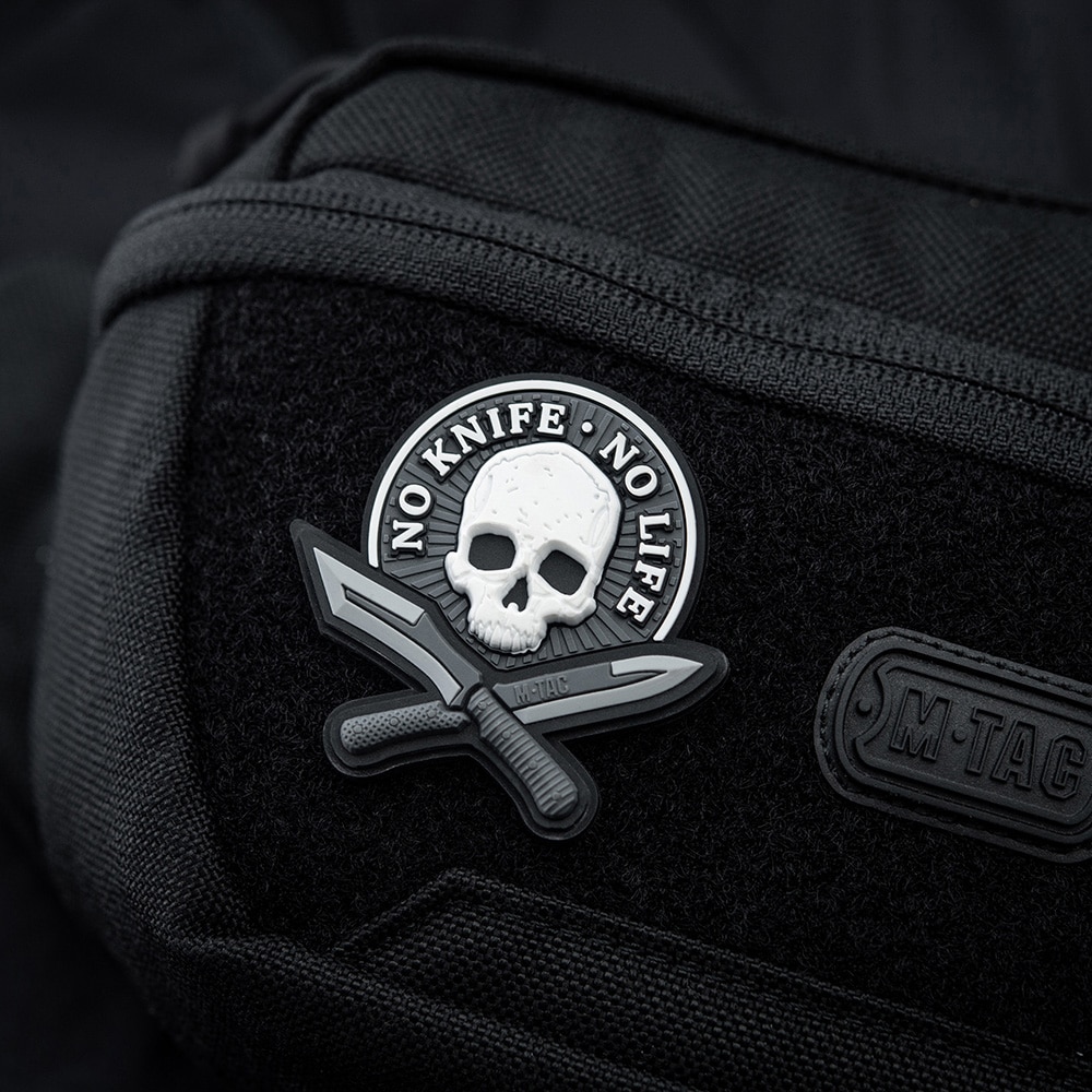 Nášivka M-Tac No Knife – No Life 3D PVC – černá/bílá