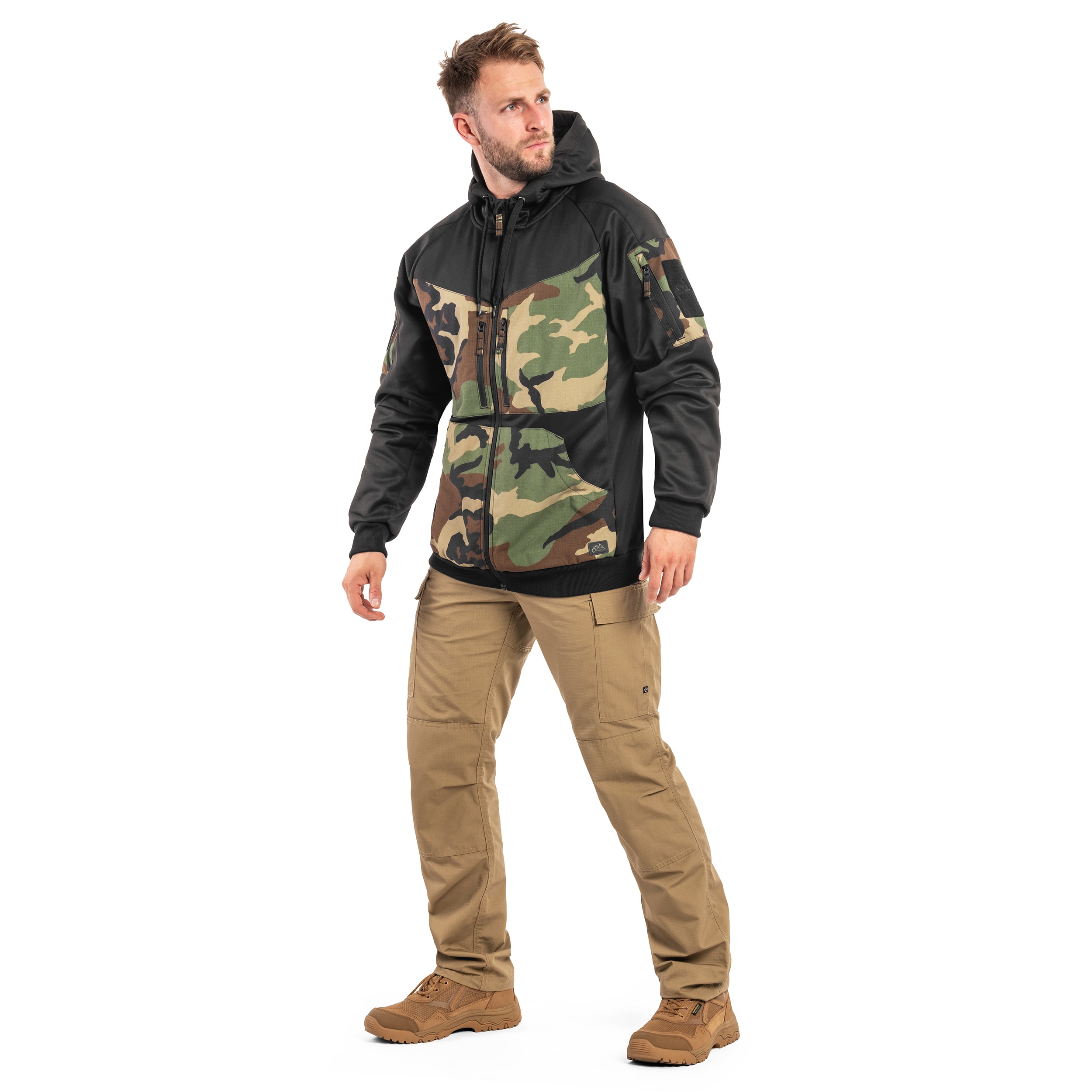 Mikina Helikon-Tex Rogue Hoodie - Black/US Woodland