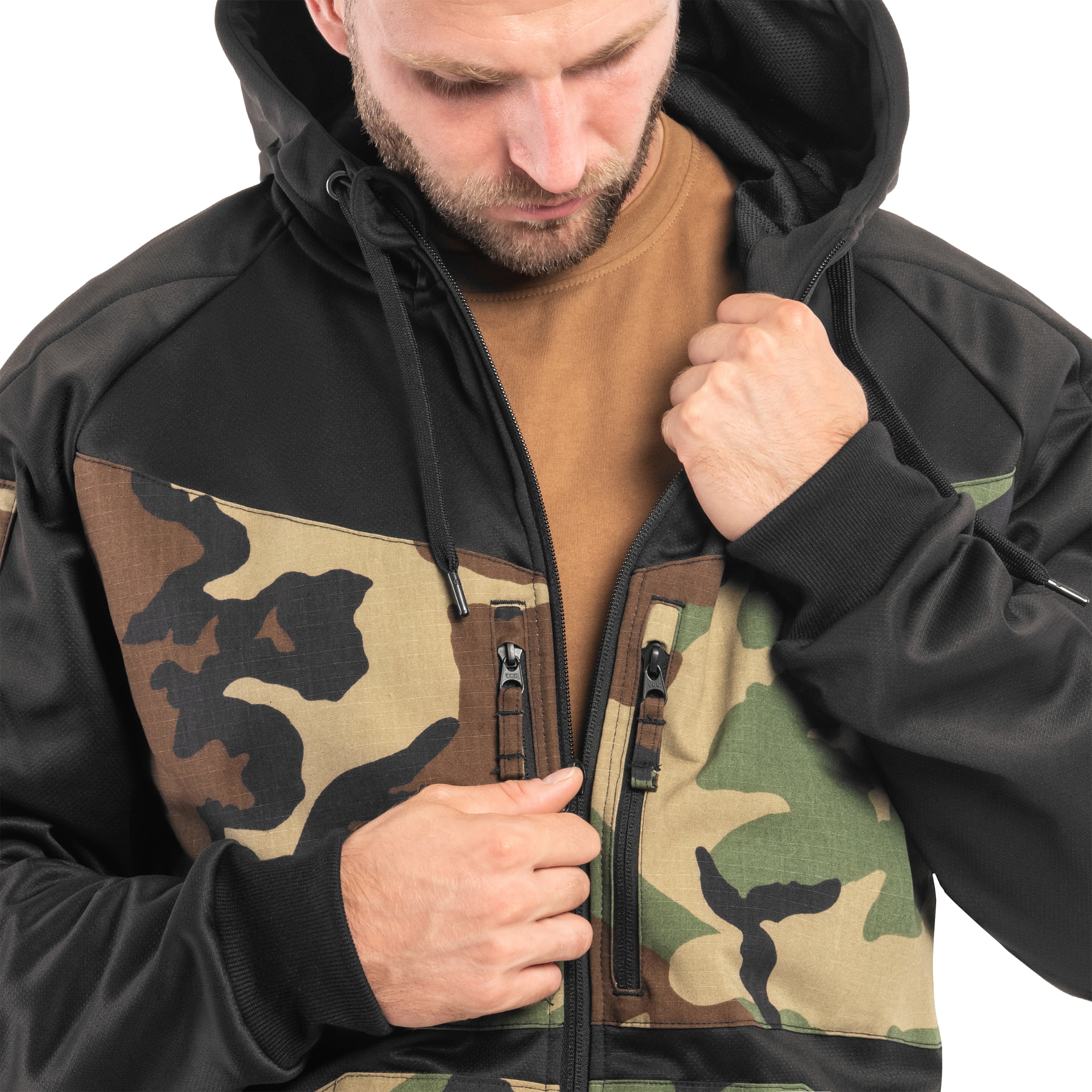 Mikina Helikon-Tex Rogue Hoodie - Black/US Woodland