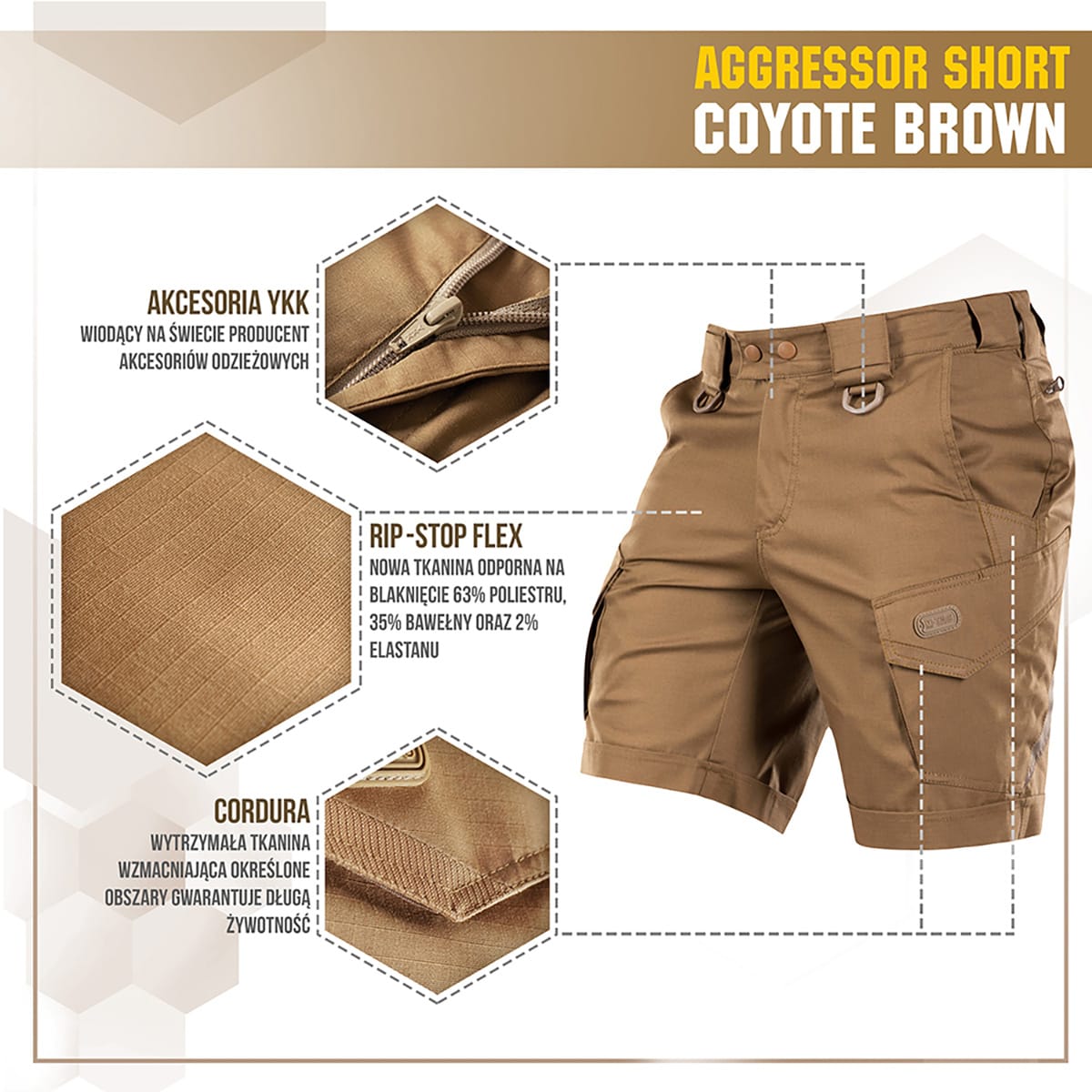 Kraťasy M-Tac Aggressor Short – Coyote Brown