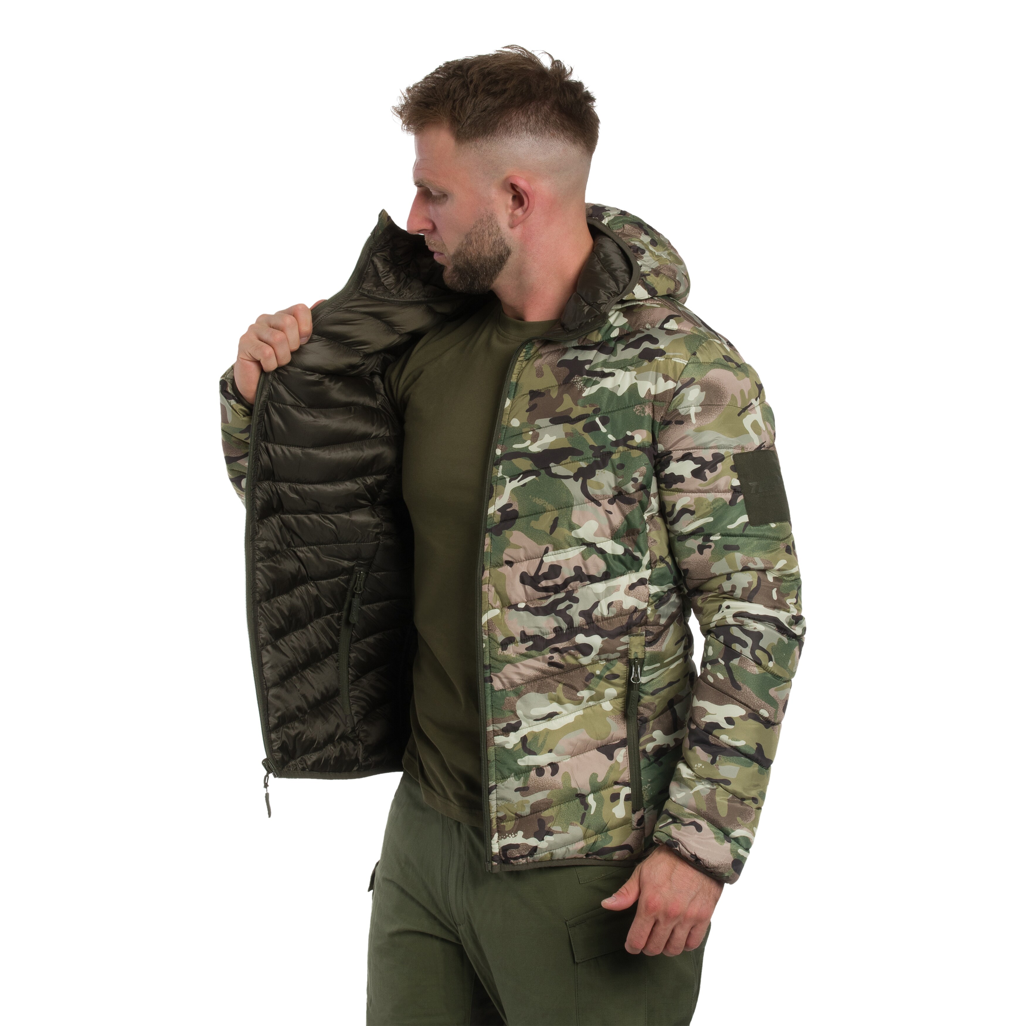 Oboustranná péřová bunda Texar Reverse - Olive/Arid MC Camo