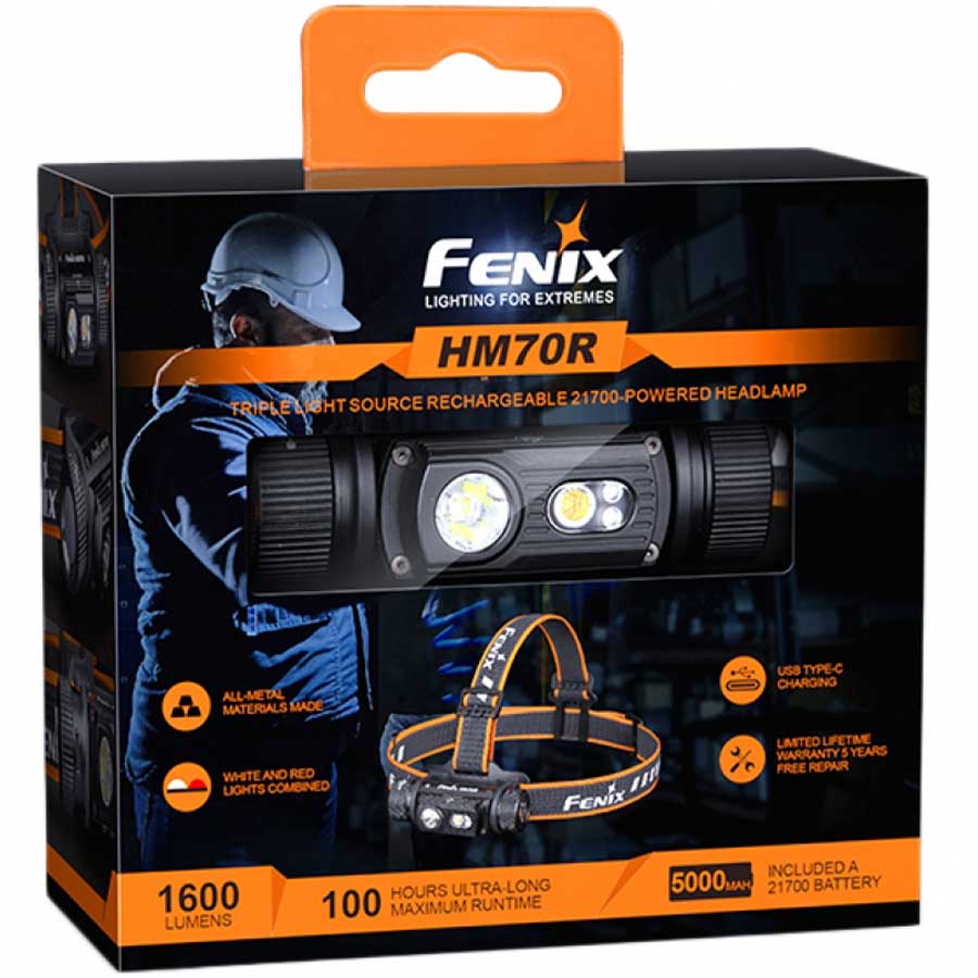 Svítilna čelová Fenix HM70R - 1600 lumenů