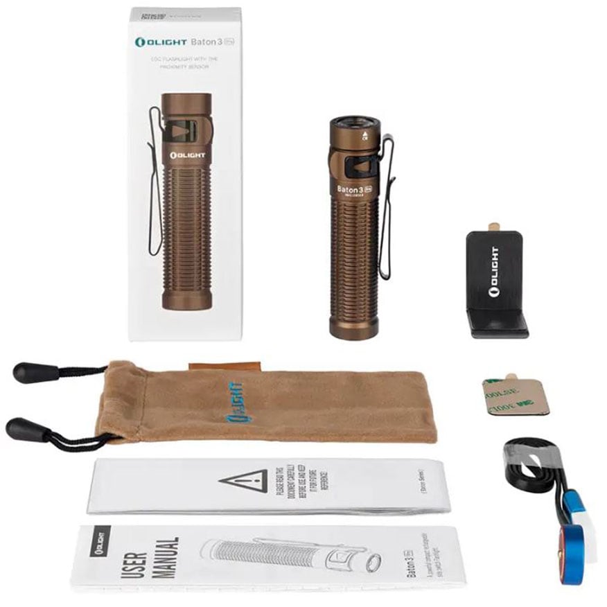 Akumulátorová svítilna Olight Baton 3 Pro Cool White Desert Tan - 1500 lumenů