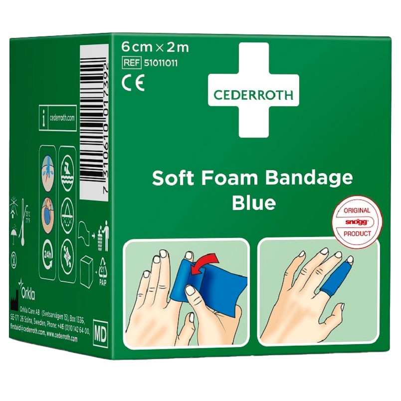 Adhezivní náplast Cederroth Soft Foam Bandage Blue 6 cm × 2 m