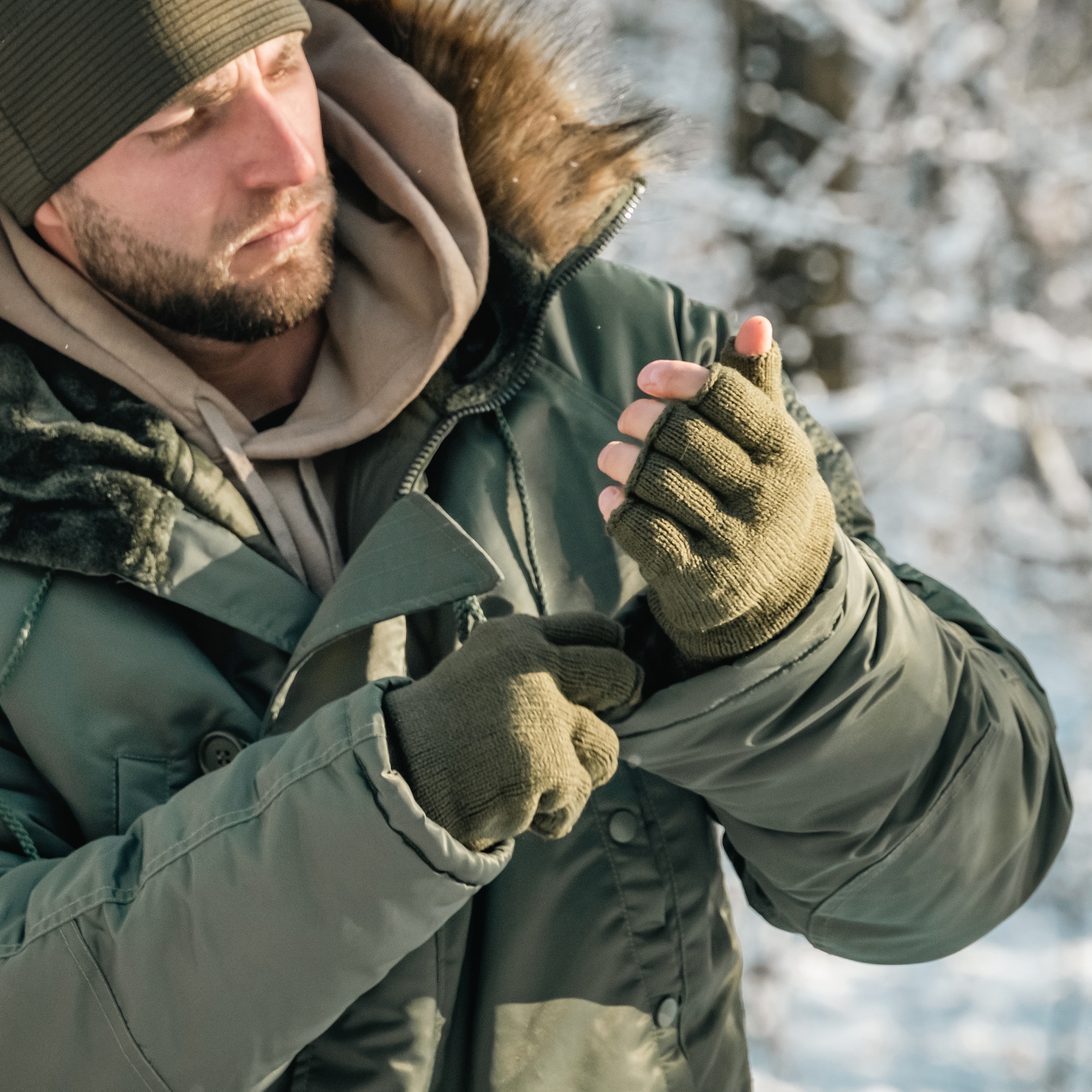 Rukavice Mil-Tec Thinsulate bez prstů - Olive