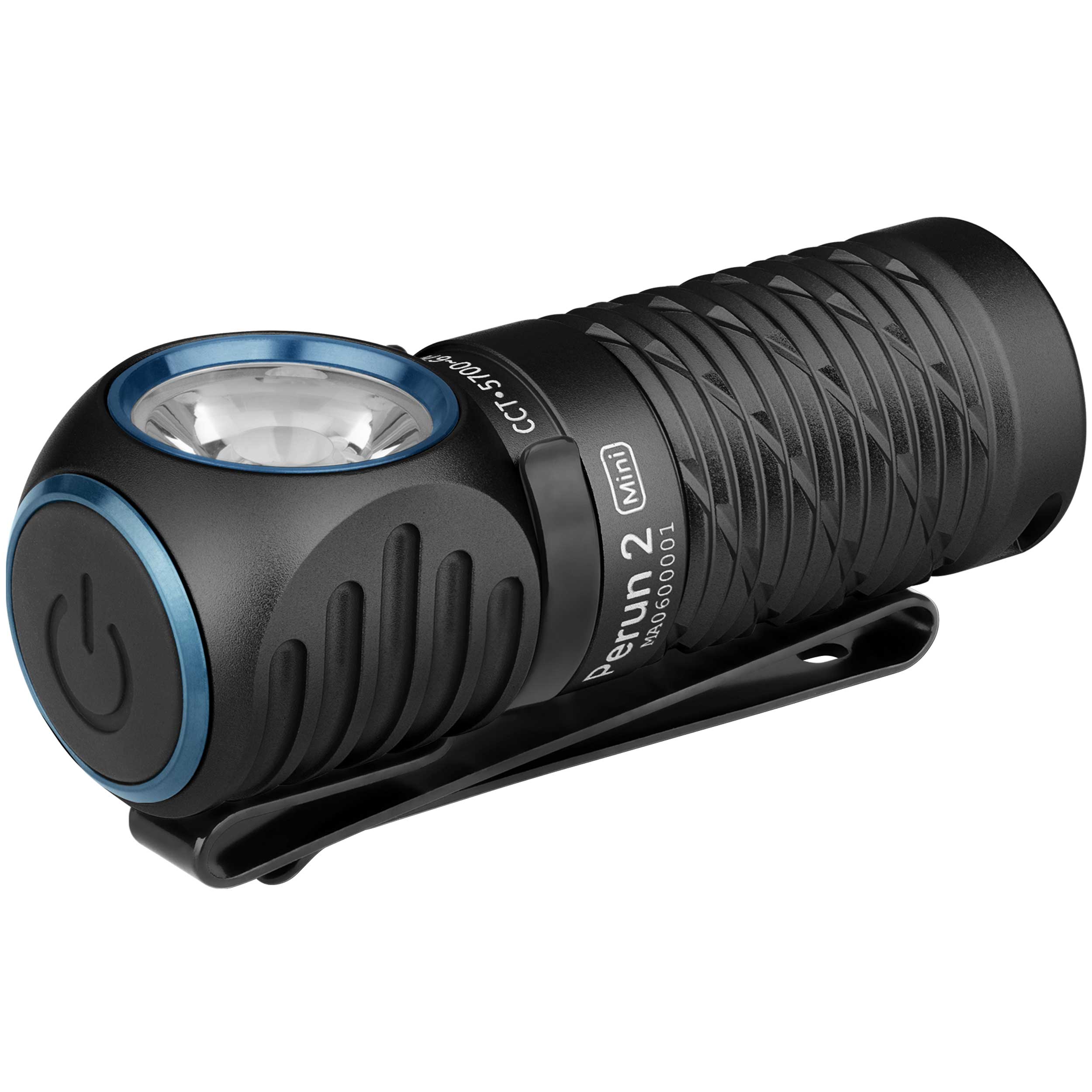 Svítilna čelová a úhlová Olight Perun 2 Mini Cool White Black s páskem - 1100 lumenů