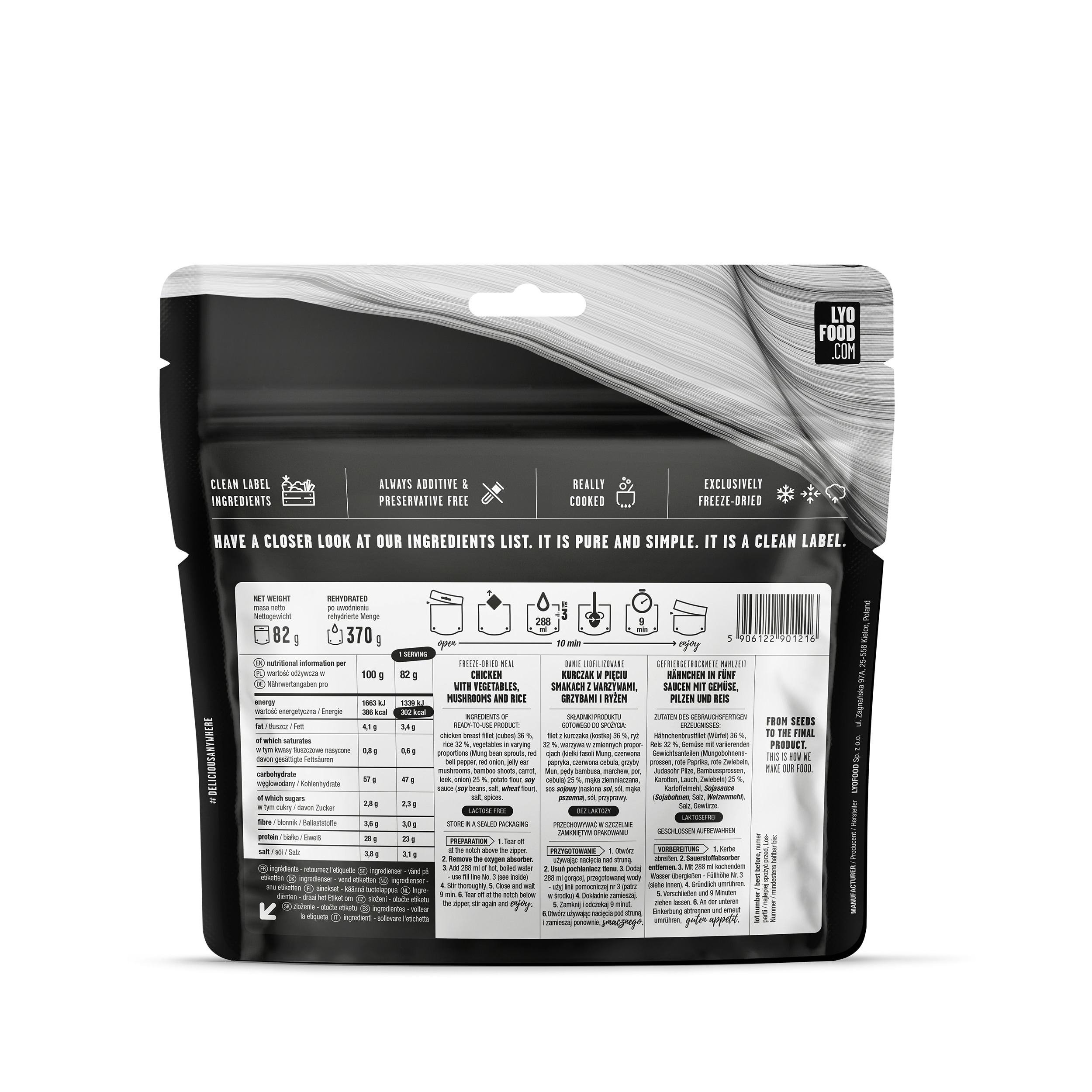 Lyofilizované jídlo LYOFOOD Kuře 5 chutí 82 g/302 kcal