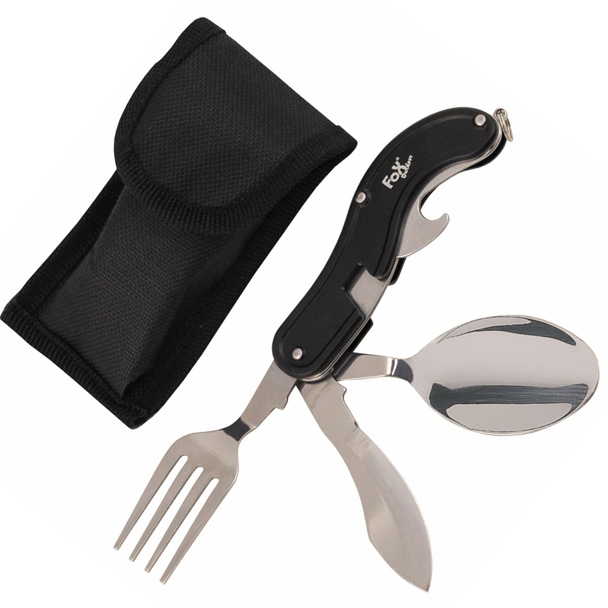 Příborový set skládací MFH Fox Outdoor 4 v 1 – Black