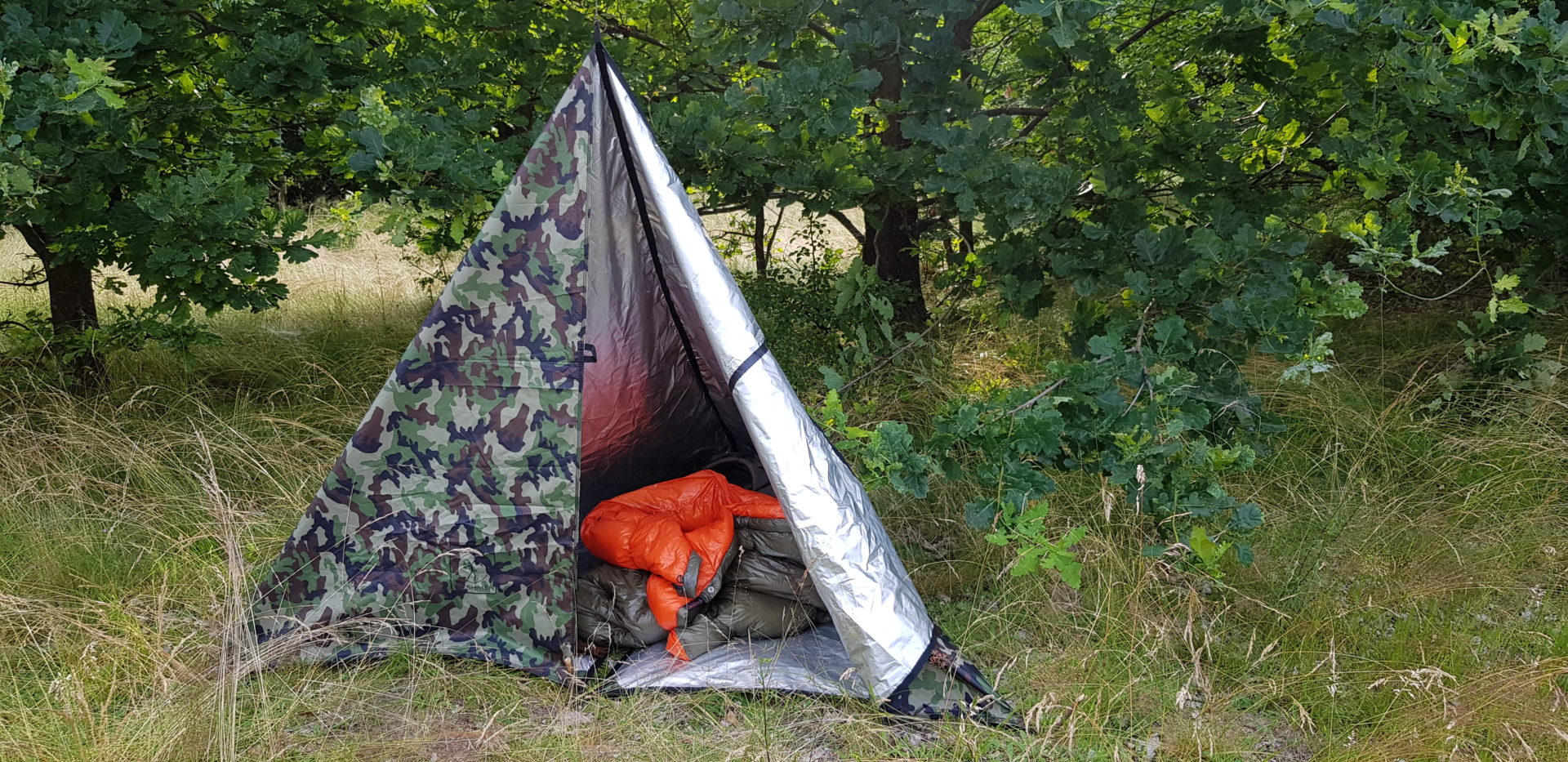 Bivakovací plachta Bushmen Thermo Tarp s termoizolací 2 × 3 Camo