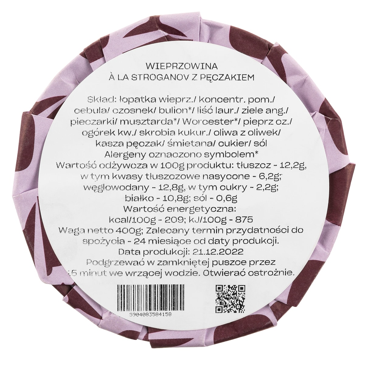 Konzervované potraviny Ed Red – vepřové maso a'la stroganov s krupicí 400 g