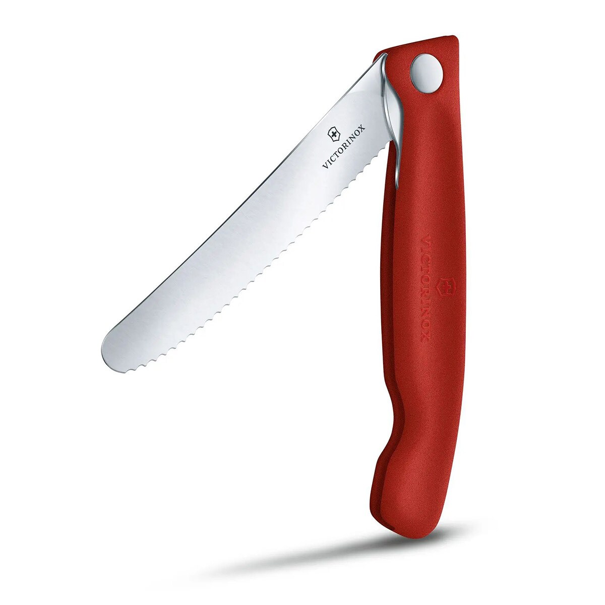 Skládací kuchyňský nůž Victorinox Red – zubatá čepel se zaoblenou špičkou