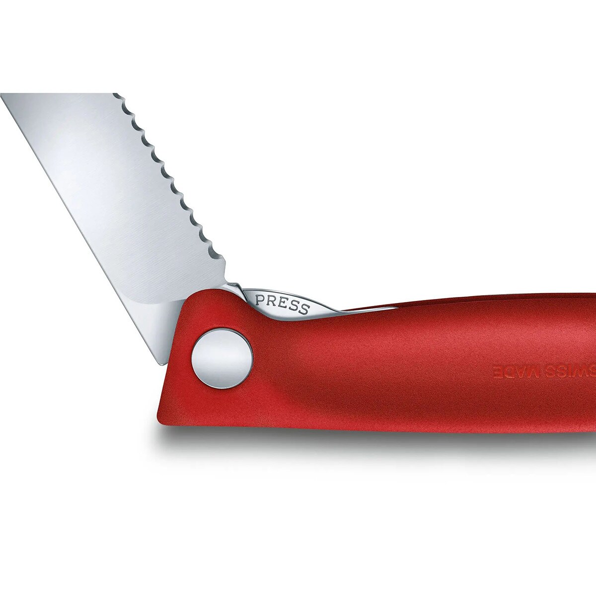 Skládací kuchyňský nůž Victorinox Red – zubatá čepel se zaoblenou špičkou