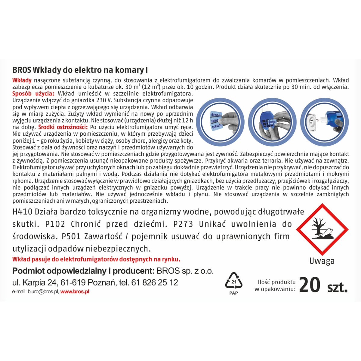 Náhradní náplně Bros do elektrofumigátoru - 20 ks