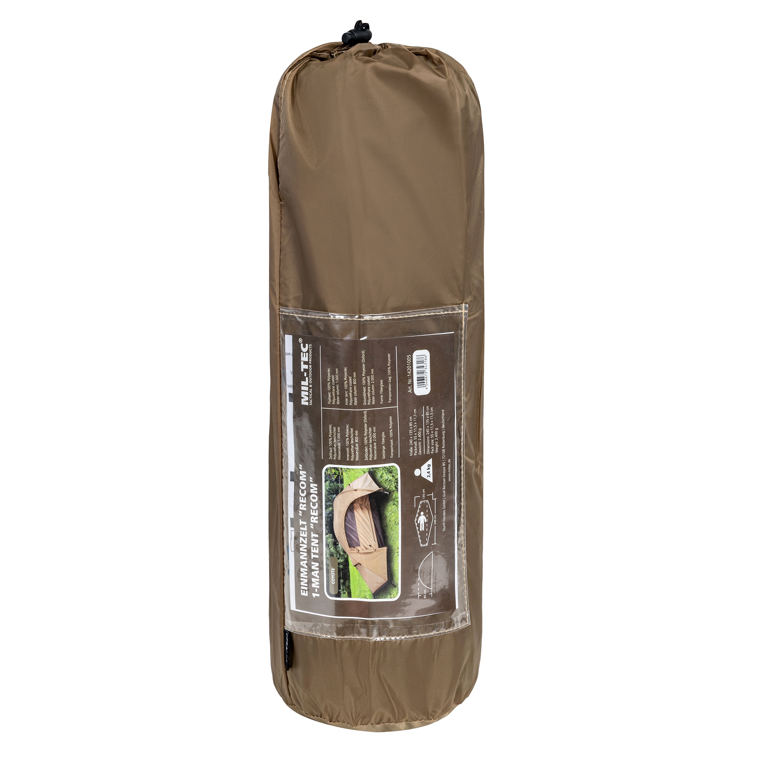 Bivakovací stan pro 1 osobu Mil-Tec Recom – Coyote