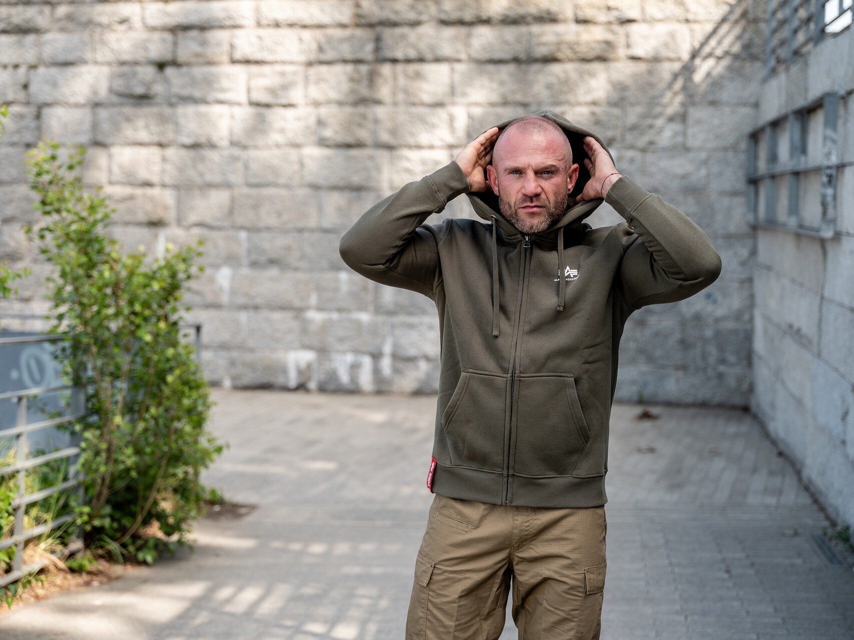 Mikina Alpha Industries Basic Zip Hoody Small Logo - Dark Olive