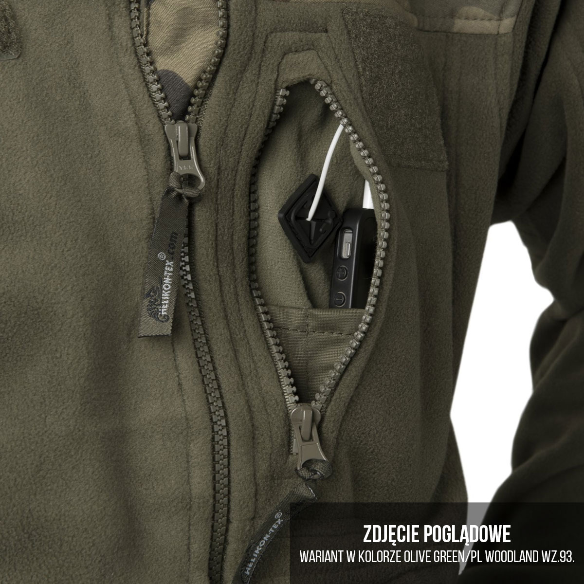 Fleesová mikina Helikon-Tex Infantry – Black/wz.93 Pantera PL Woodland