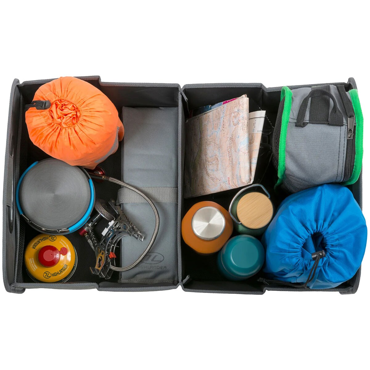 Turistický organizér Highlander Outdoor skládací – šedý
