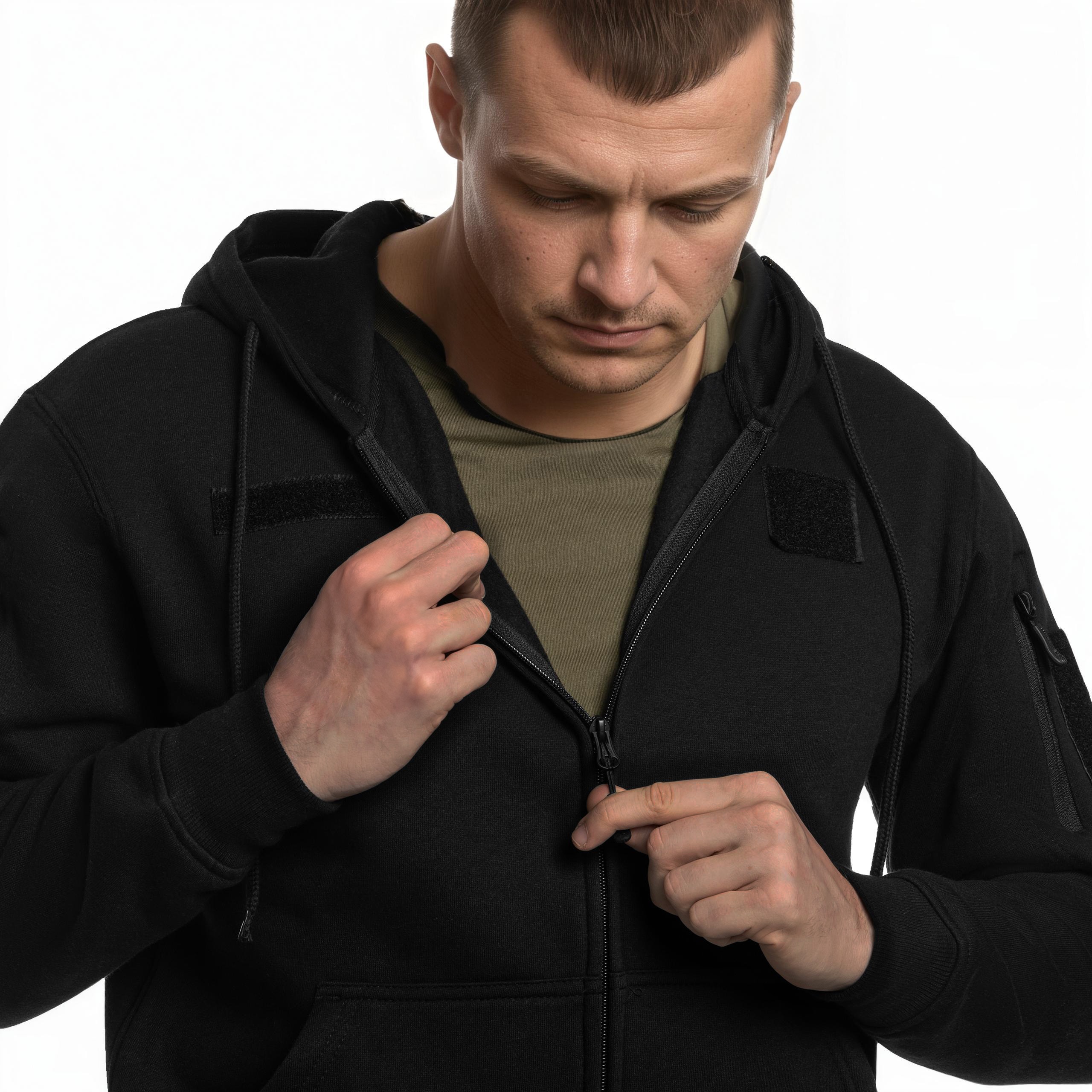Mikina Mil-Tec Tactical Hoodie Zipper Black