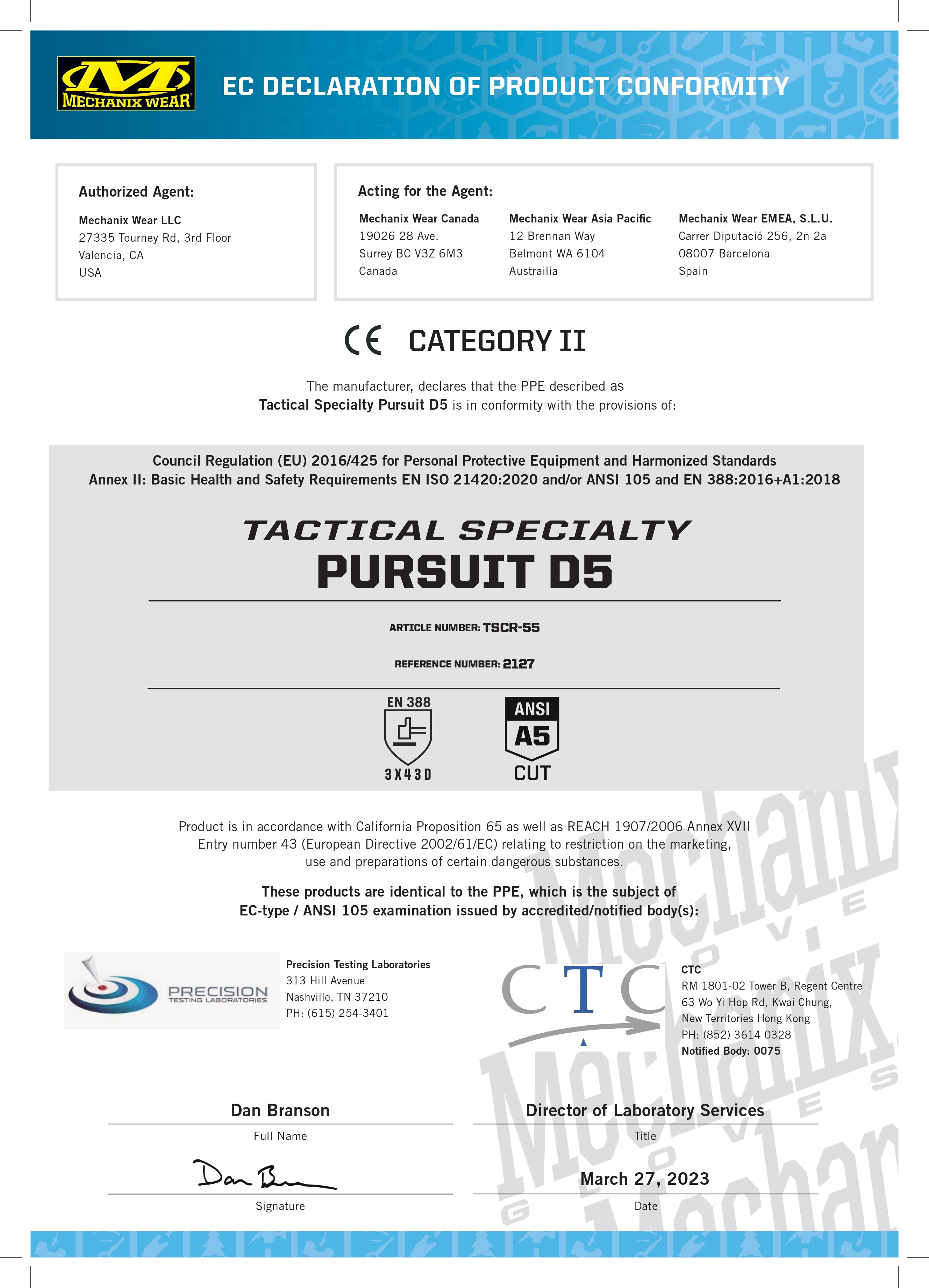 Protiřezné rukavice Mechanix Wear Pursuit D5 - Black