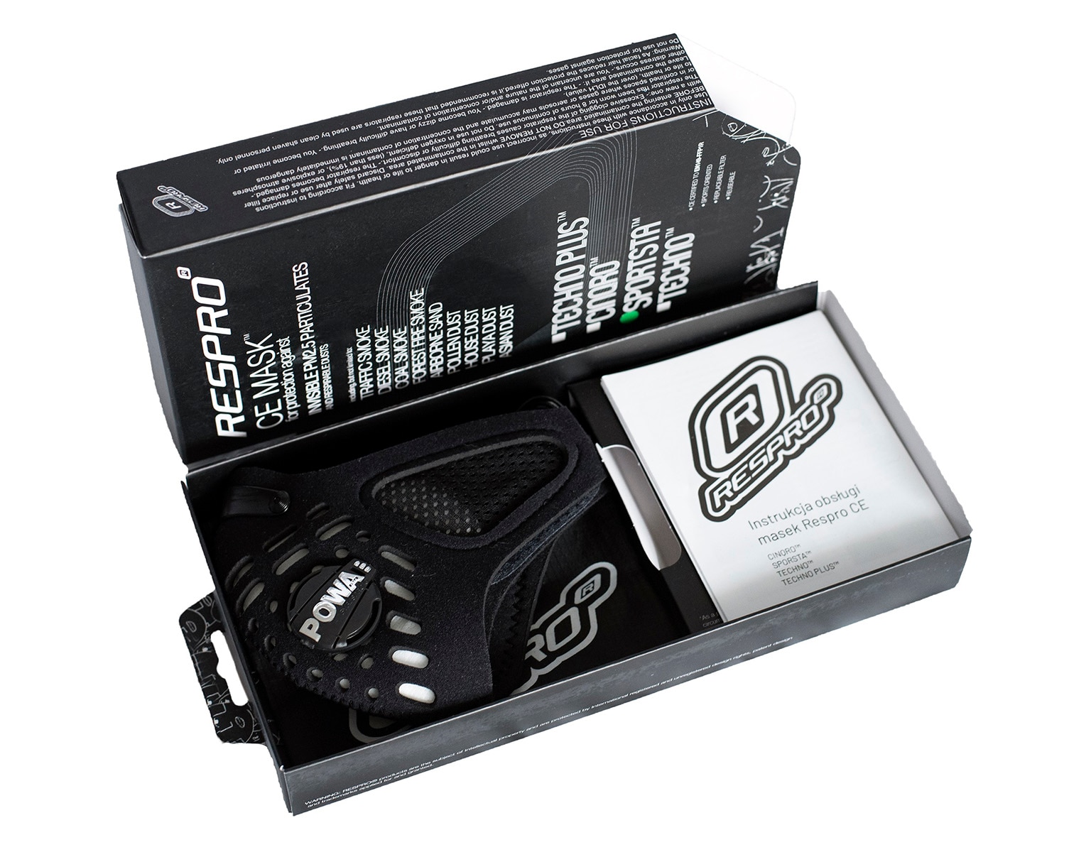 Respro - CE - Anti-Smog-Maske - Sportsta Black