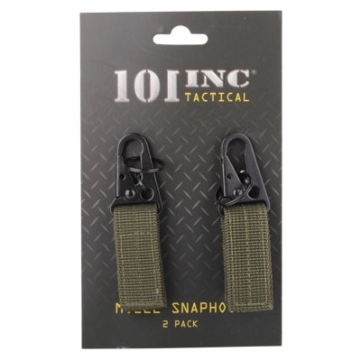 101 Inc. - MOLLE - Schnur mit Metallschnalle und Ring - Grün - 2 Stück