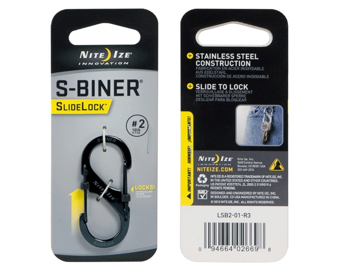 Nite Ize - S-Biner 2 - Karabinerhaken - Slidelock - Steel- Black