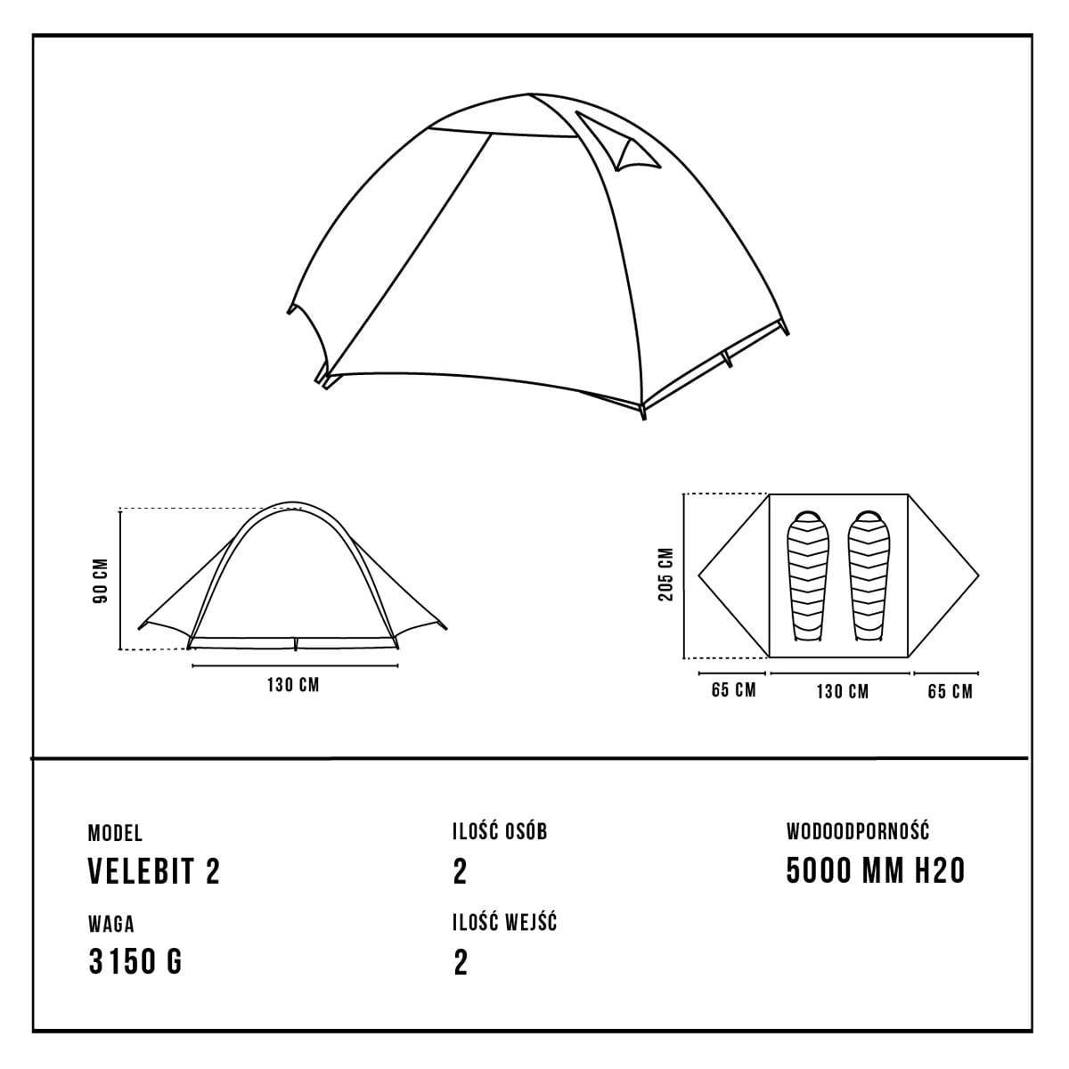 Alpinus - Velebit 2 - 2-Personen Zelt