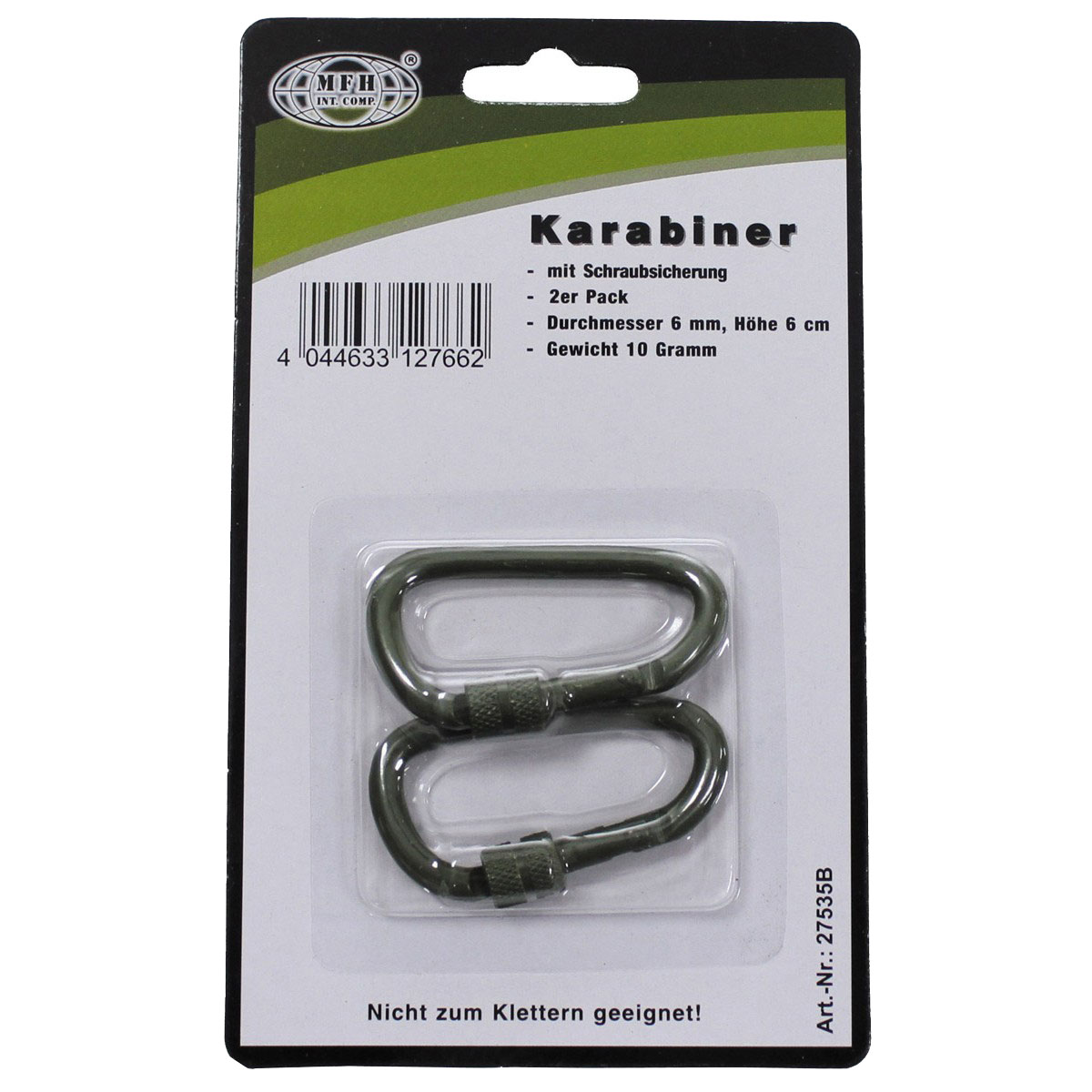 MFH - Screw Lock - Karabinerhaken - 60 mm - 2 Stk. - Olive