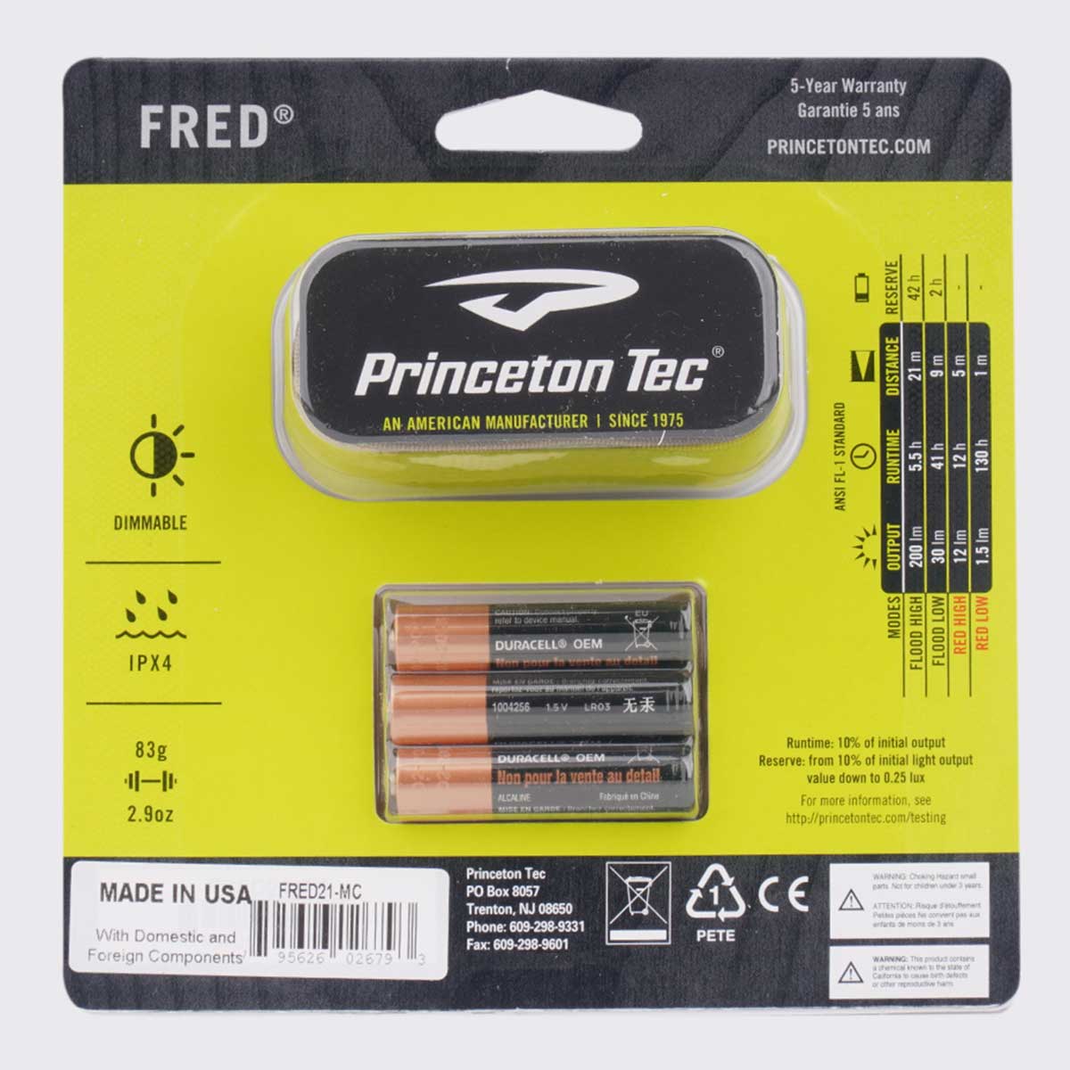 Princeton Tec - Fred MultiCam - Stirnlampe - 200 Lumen