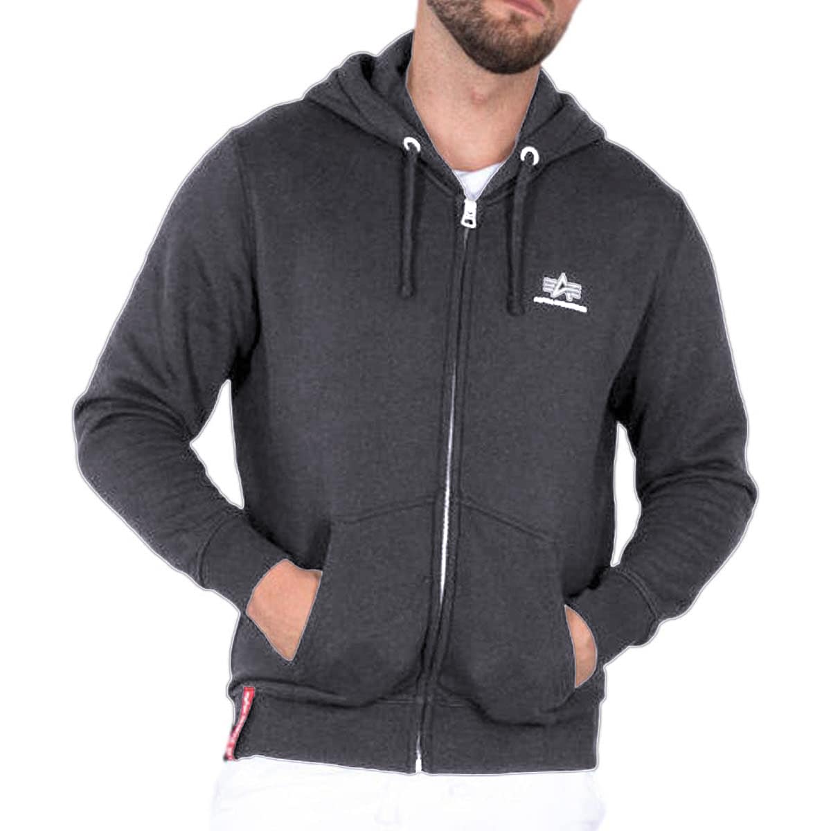 Alpha Industries - Basic Zip Hoody Small Logo - Sweatshirt - Vintage Grey