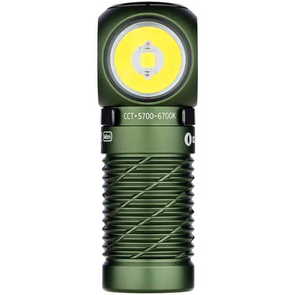 Olight - Perun 2 Mini Neutral White - Stirn- und Winkeltaschenlampe mit Stirnband - OD Green - 1100 Lumen