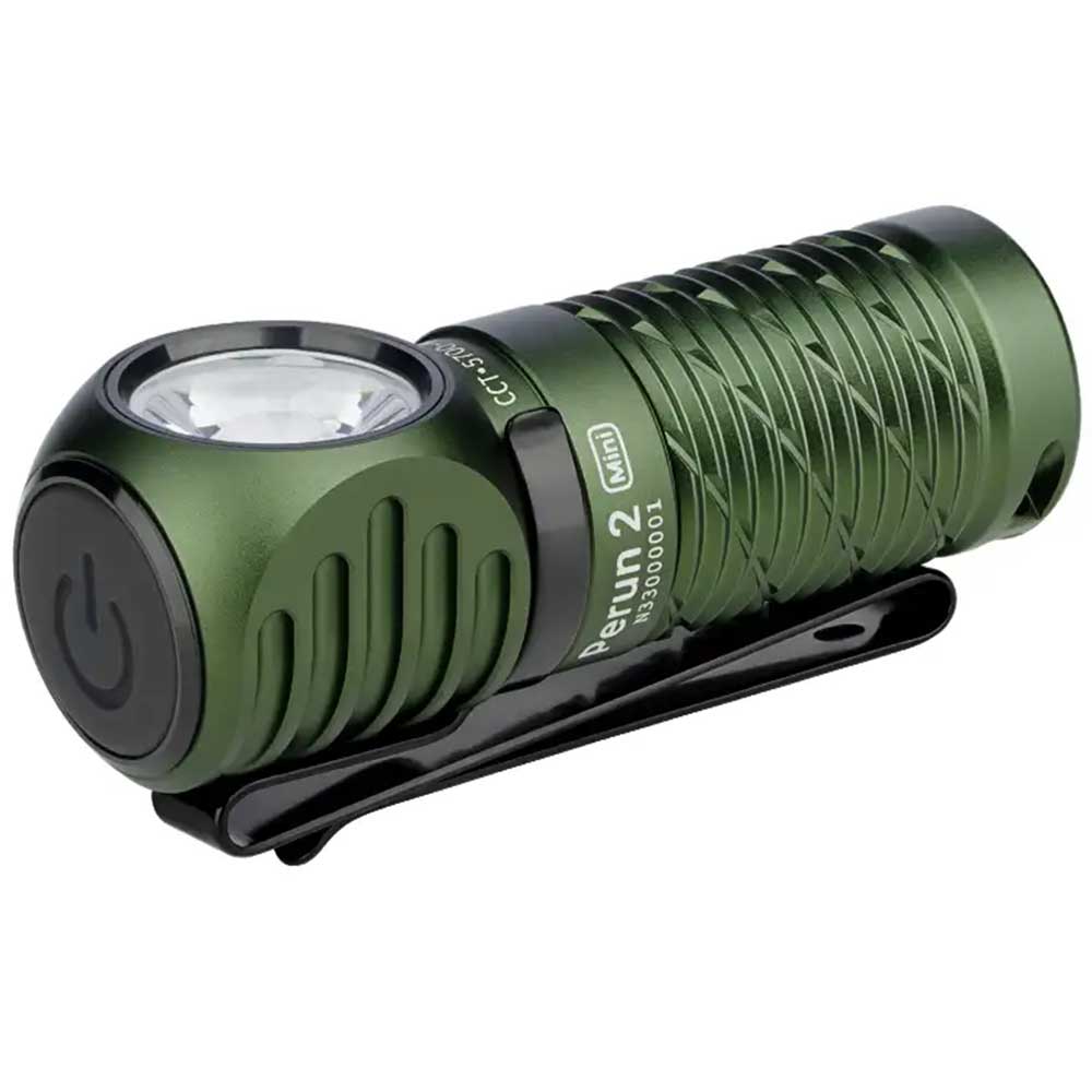 Olight - Perun 2 Mini Neutral White - Stirn- und Winkeltaschenlampe mit Stirnband - OD Green - 1100 Lumen