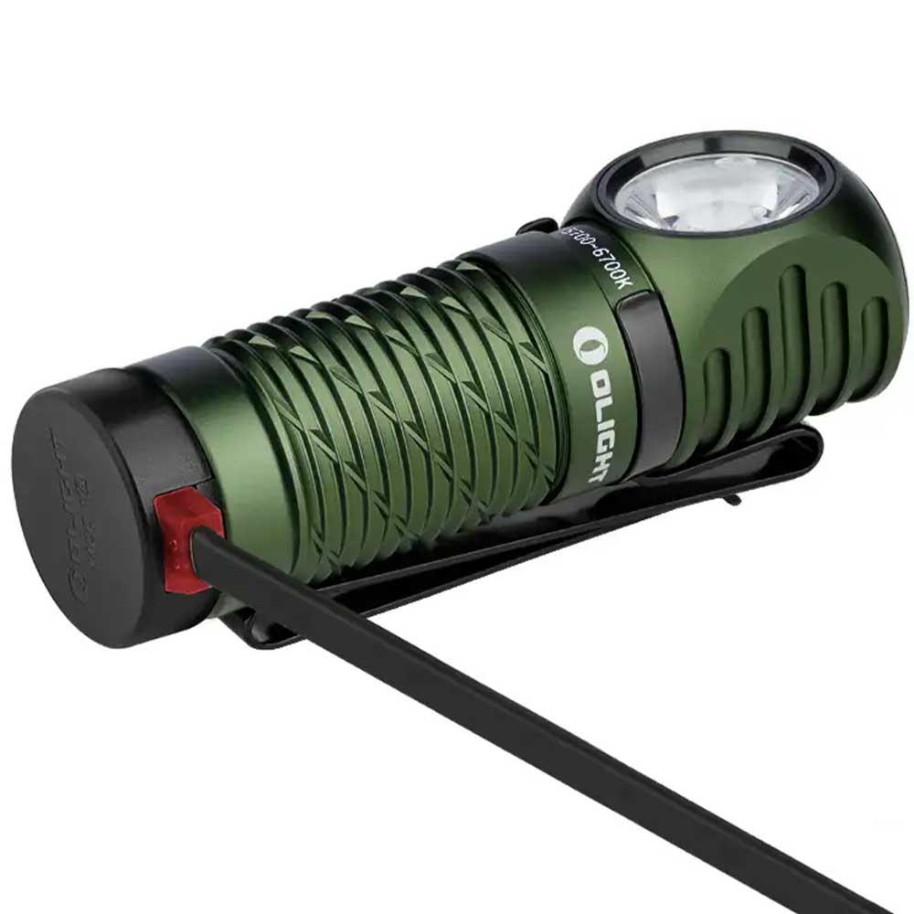 Olight - Perun 2 Mini Neutral White - Stirn- und Winkeltaschenlampe mit Stirnband - OD Green - 1100 Lumen