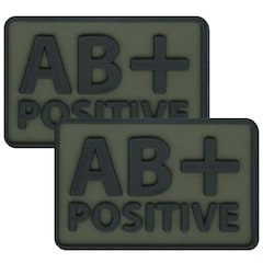 Helikon - Blutgruppe AB/Rh+ - PVC-Emblem - Olive Green - 2 Stück