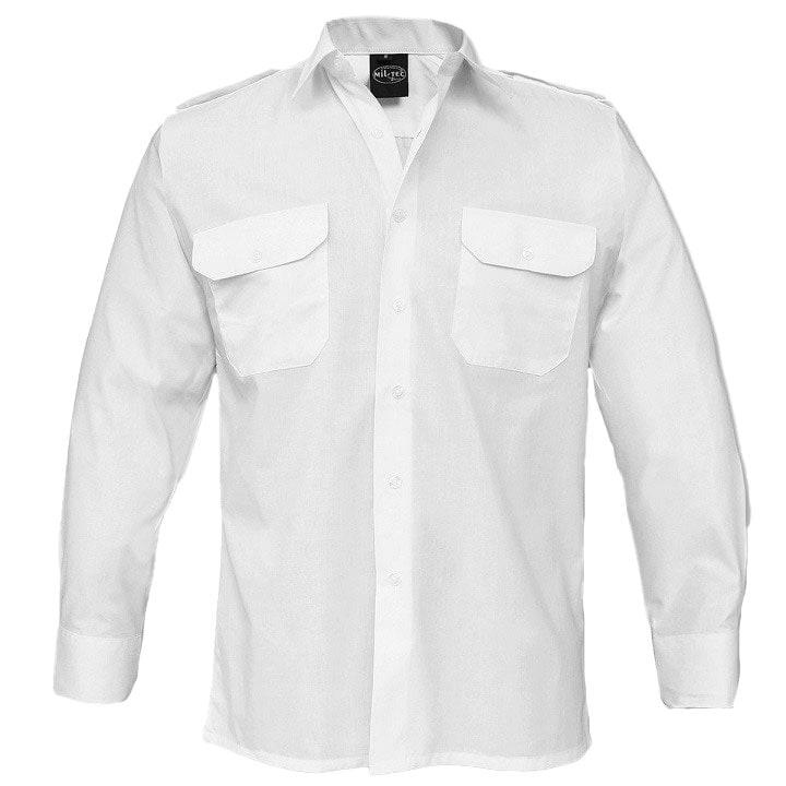 Mil-Tec Service Long Sleeve Shirt Hemd - White