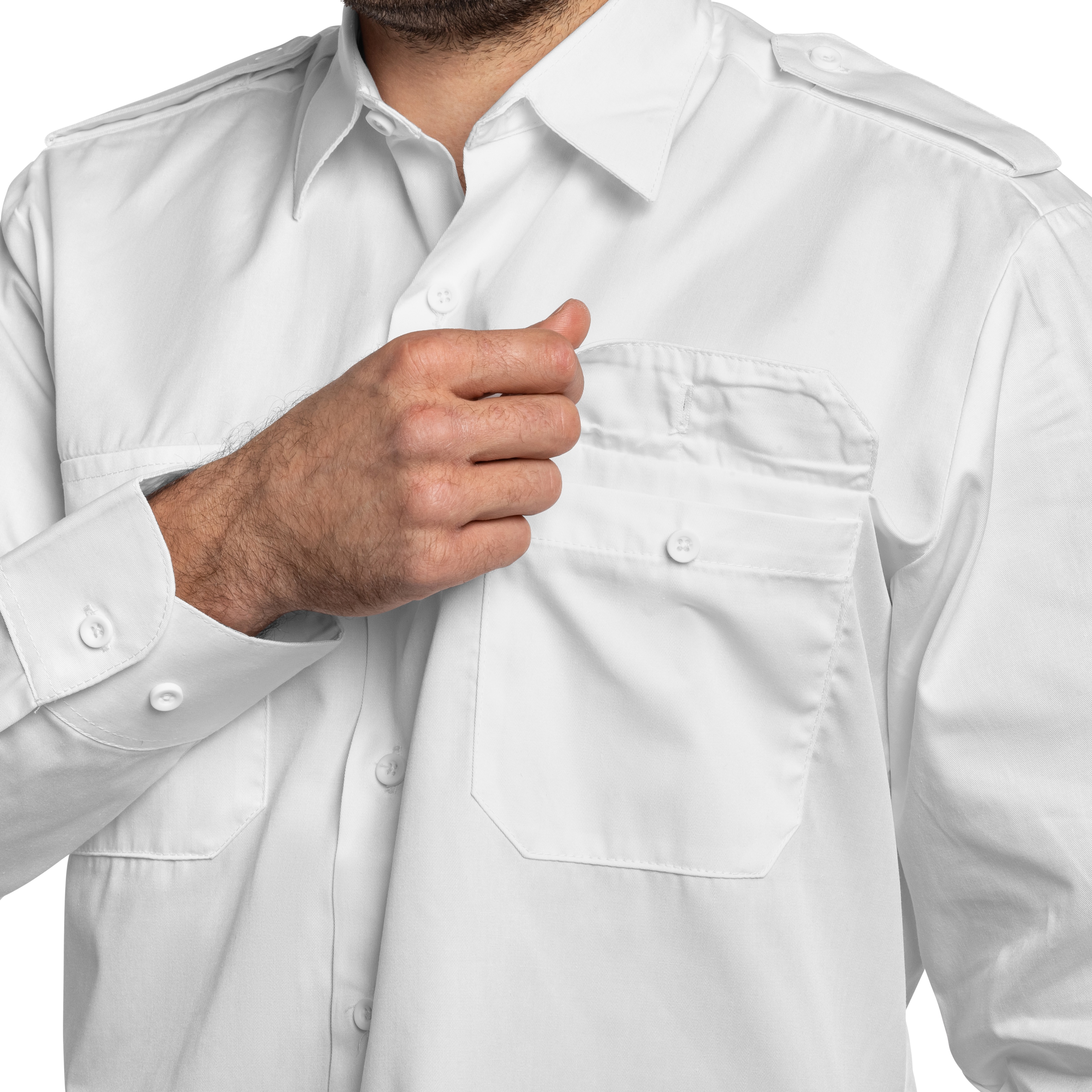 Mil-Tec Service Long Sleeve Shirt Hemd - White