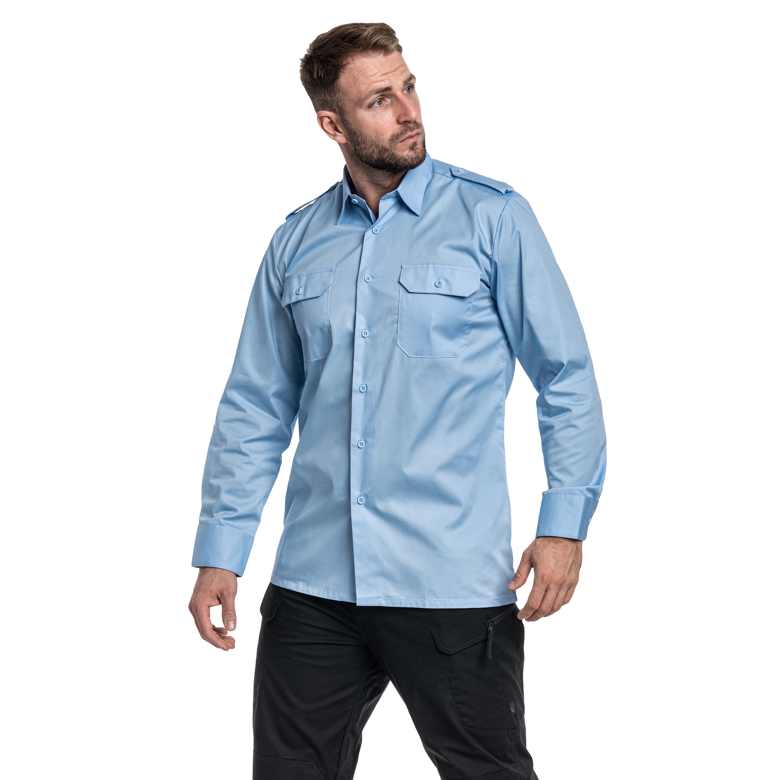 Mil-Tec - Service Long Sleeve Shirt - Hemd - Hellblau