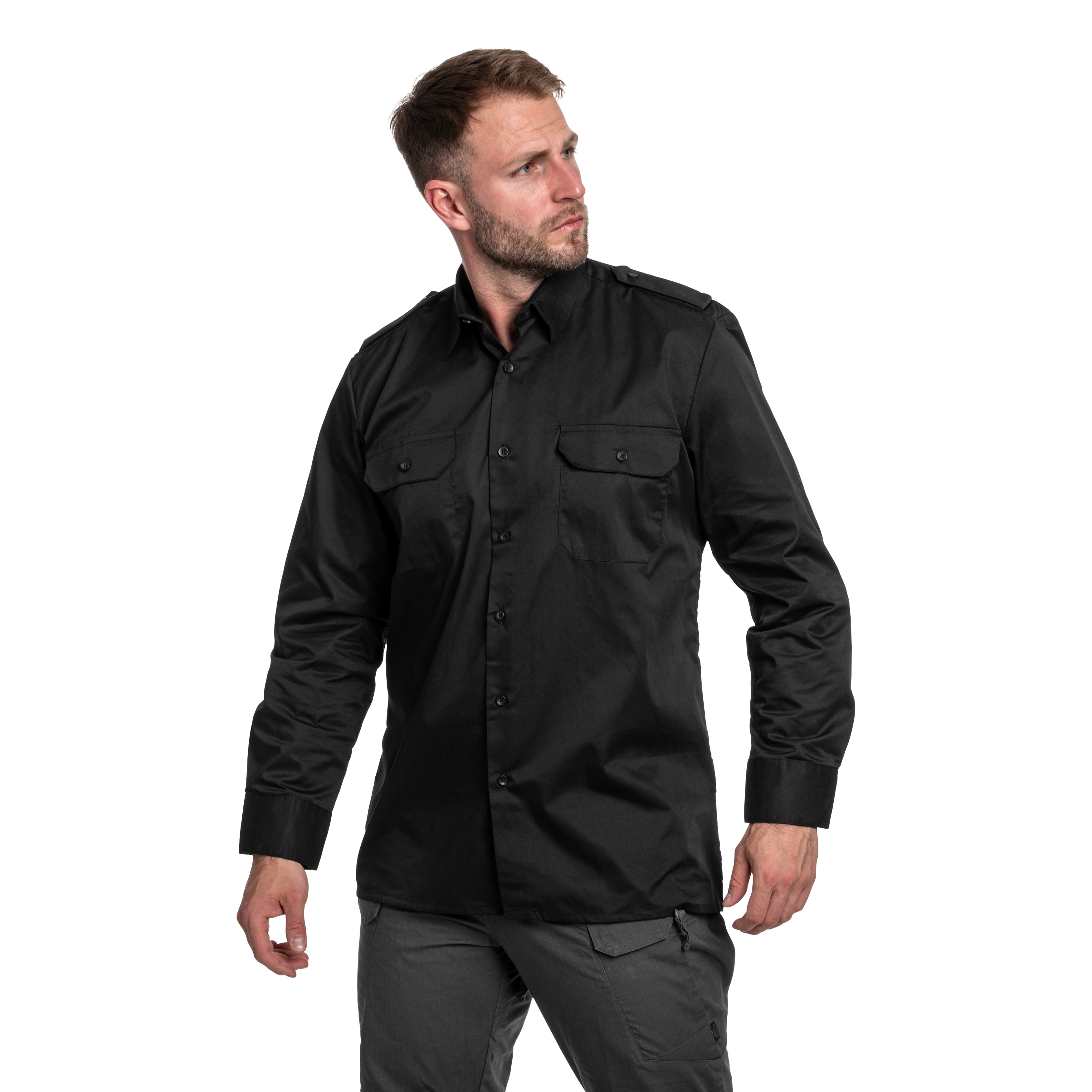 Mil-Tec - Service Long Sleeve Shirt - Hemd - Black