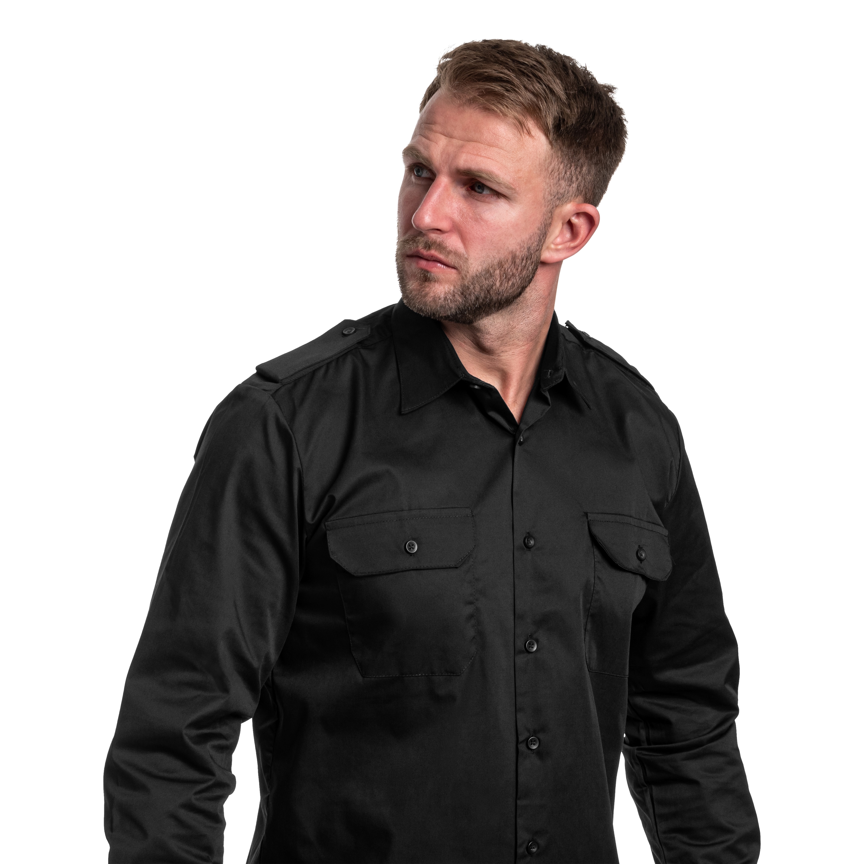 Mil-Tec - Service Long Sleeve Shirt - Hemd - Black