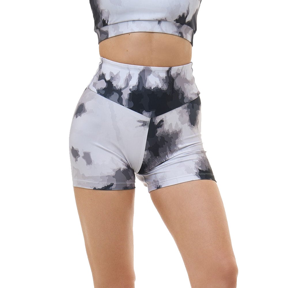 Military Gym Wear - Damenshorts - Tie Dye Graphite