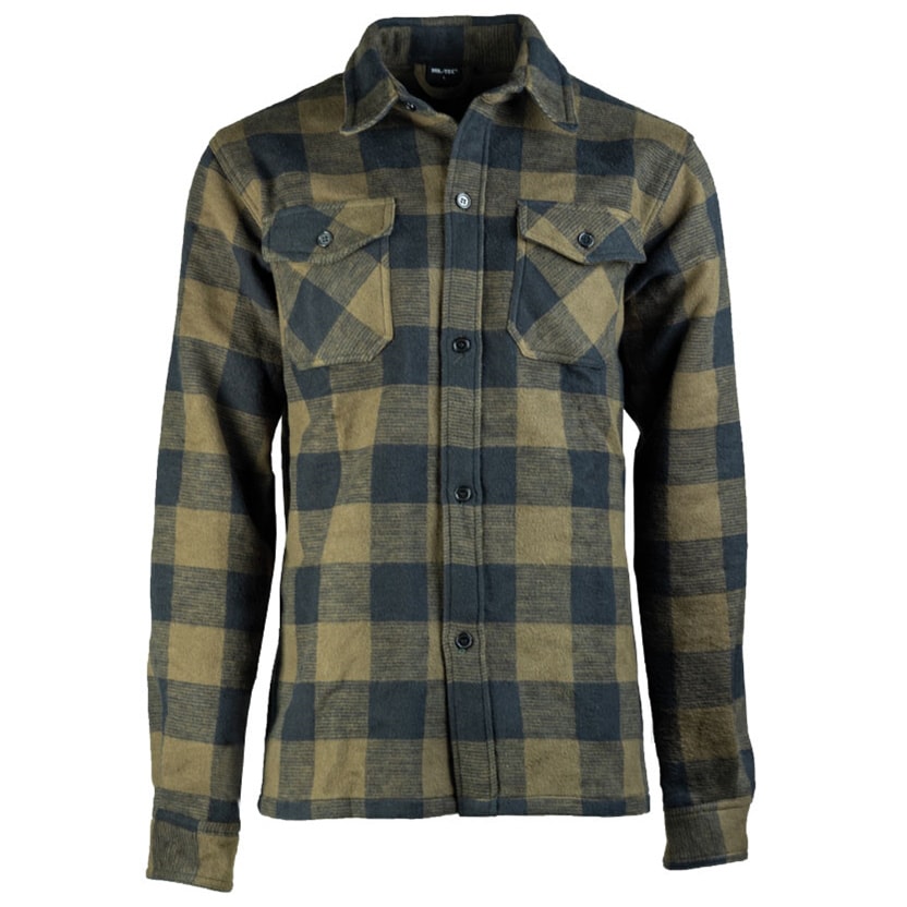 Mil-Tec - Flannel Shirt Longsleeve - Hemd - Black/Olive