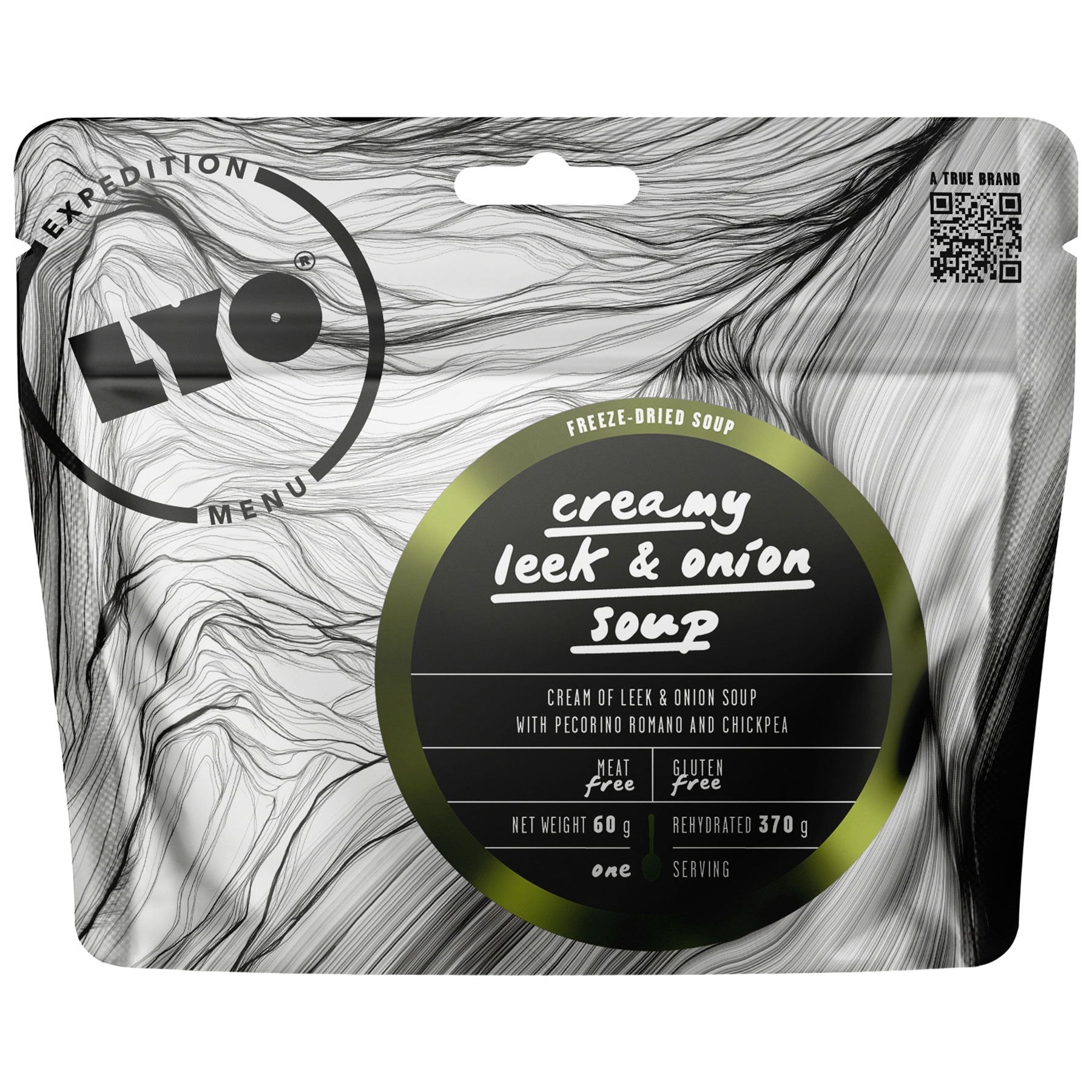 LYOFOOD - Gefriergetrocknete Lebensmittel - Zwiebel-Lauch-Cremesuppe mit Pecorino Romano und Kichererbsen 370 g