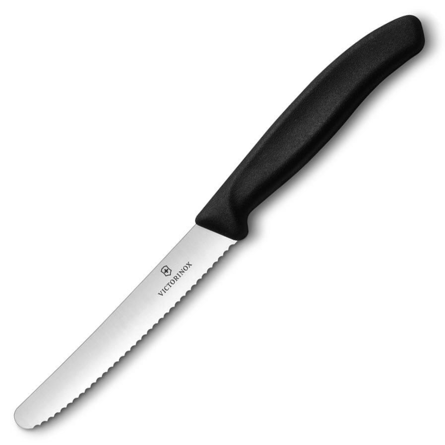 Victorinox - Swiss Classic Black - Gezahntes Küchenmesser mit runder Spitze