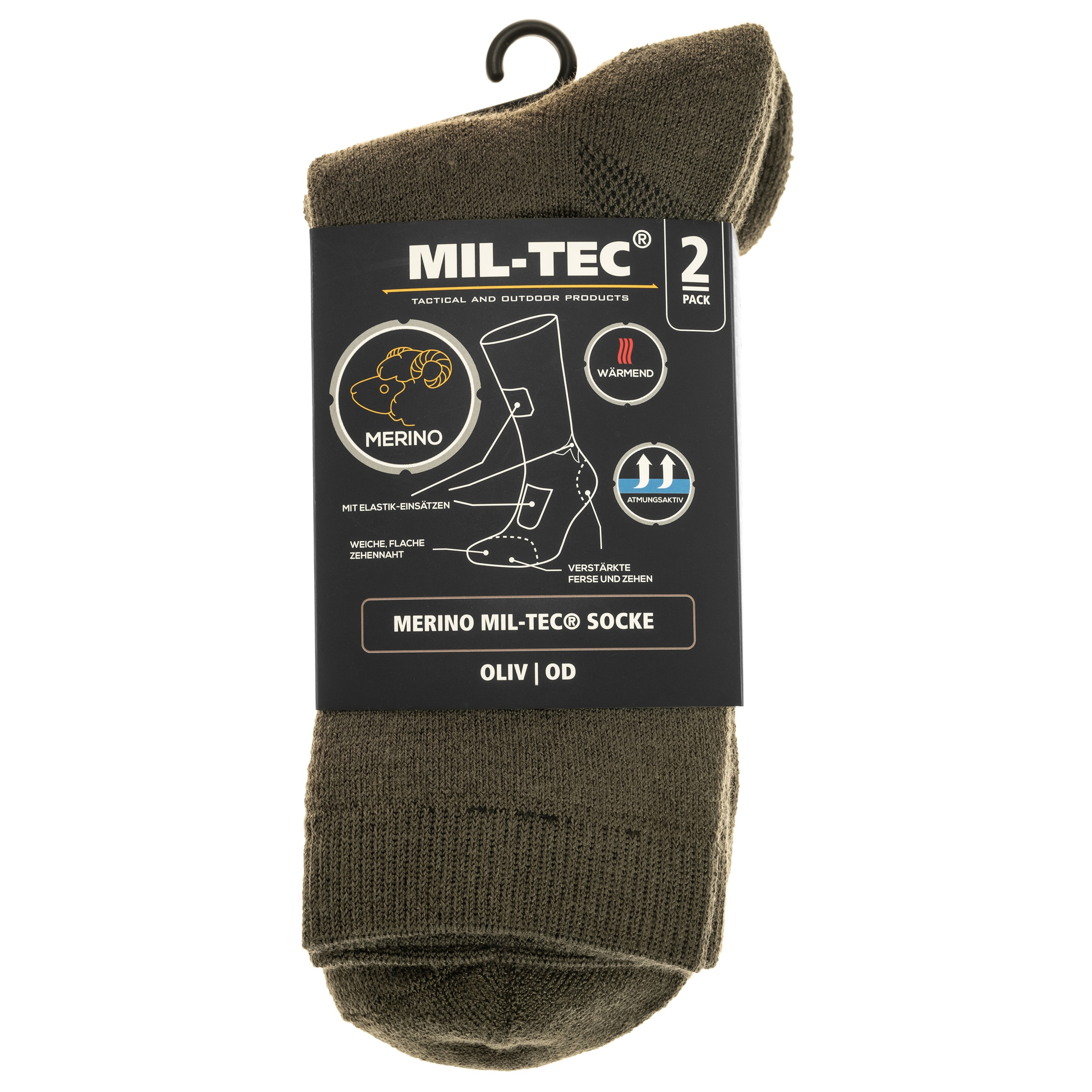 Mil-Tec - Merino Socken - Olive - 2 Paar