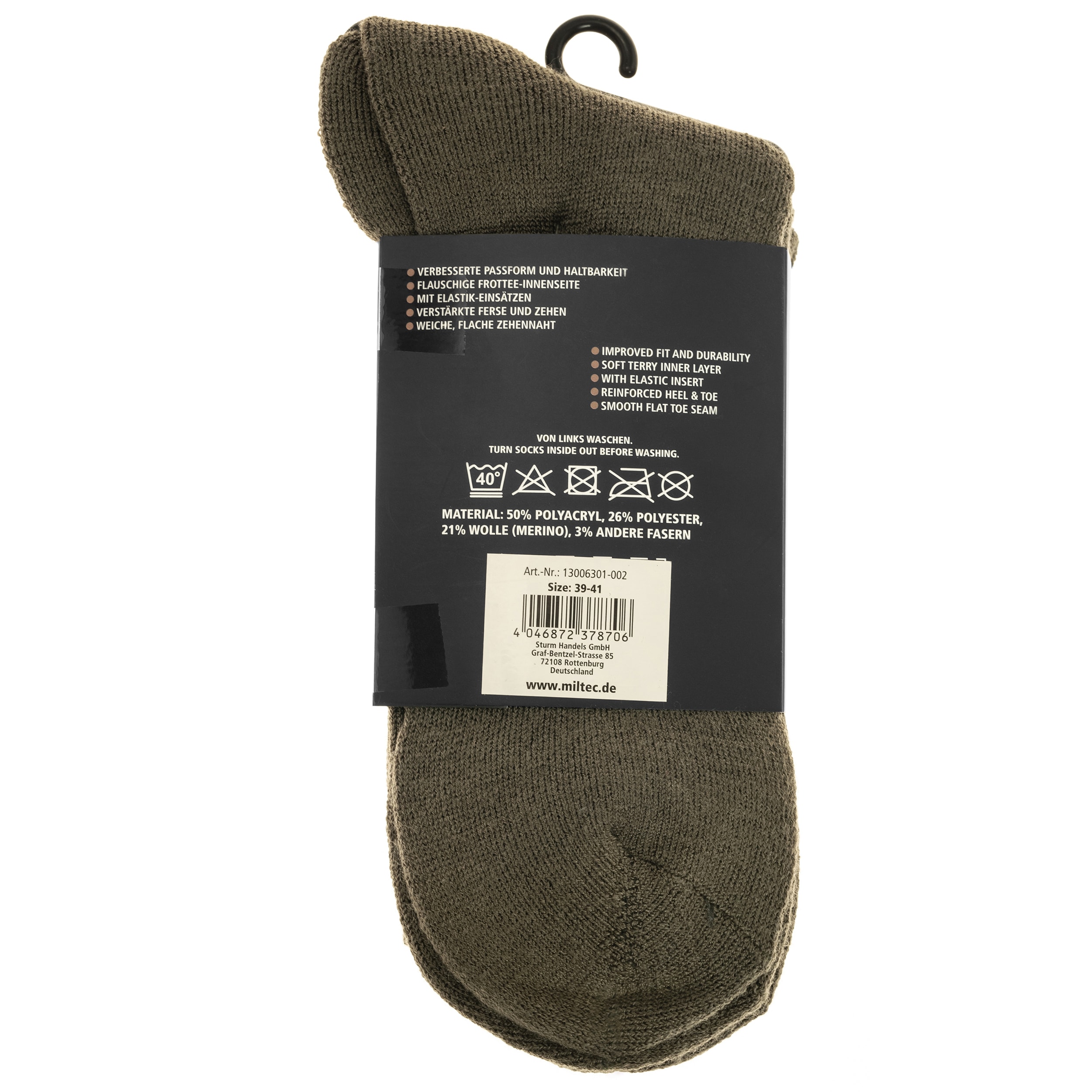 Mil-Tec - Merino Socken - Olive - 2 Paar